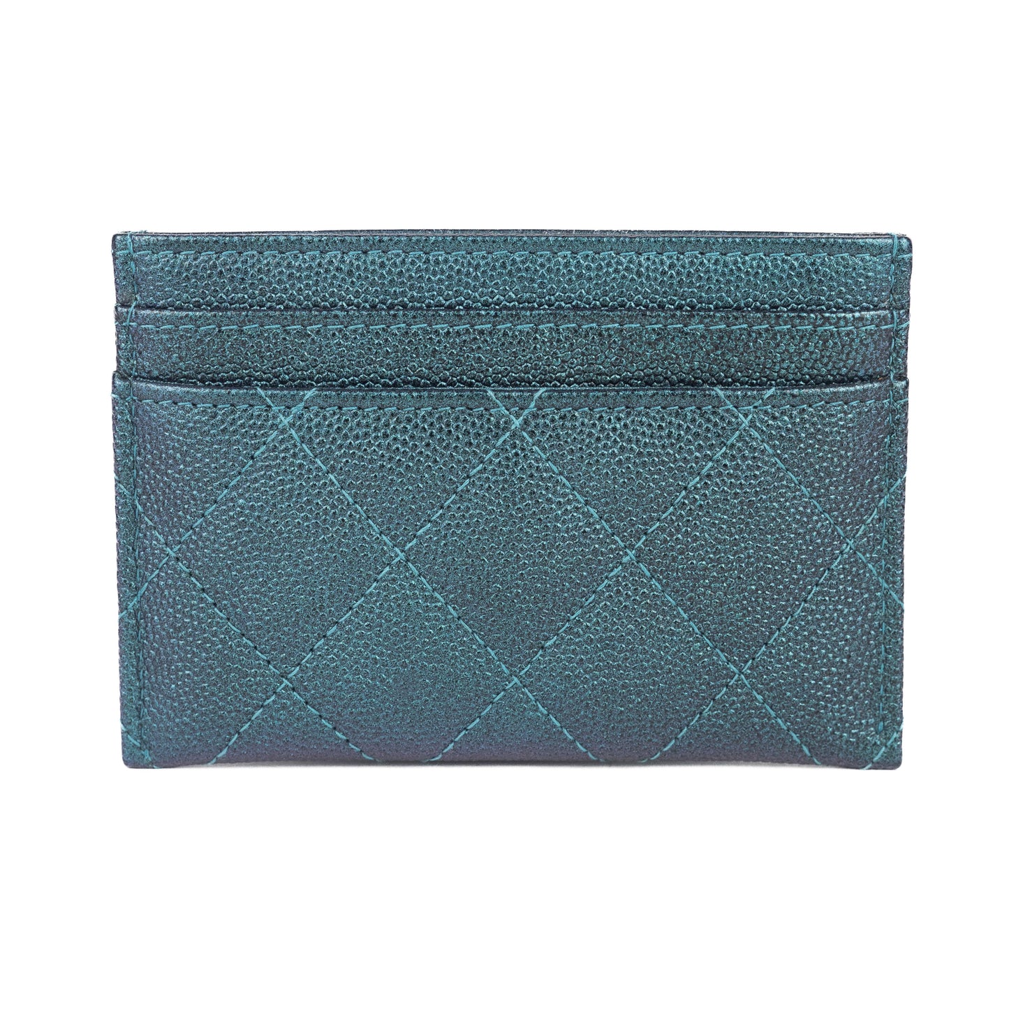 Chanel Quilted Card Holder Dark Turquoise