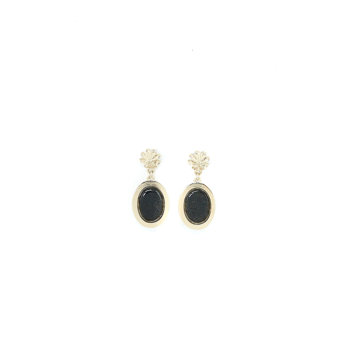 Chanel Round CC Logo Dropped Black Crystal/Pearl Light Gold Tone