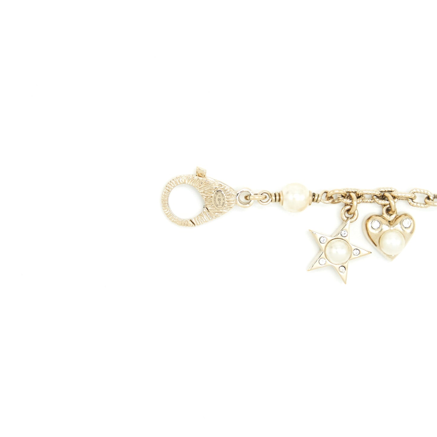 Chanel Heart/Pearl/Crystal Drop Bracelet LGHW