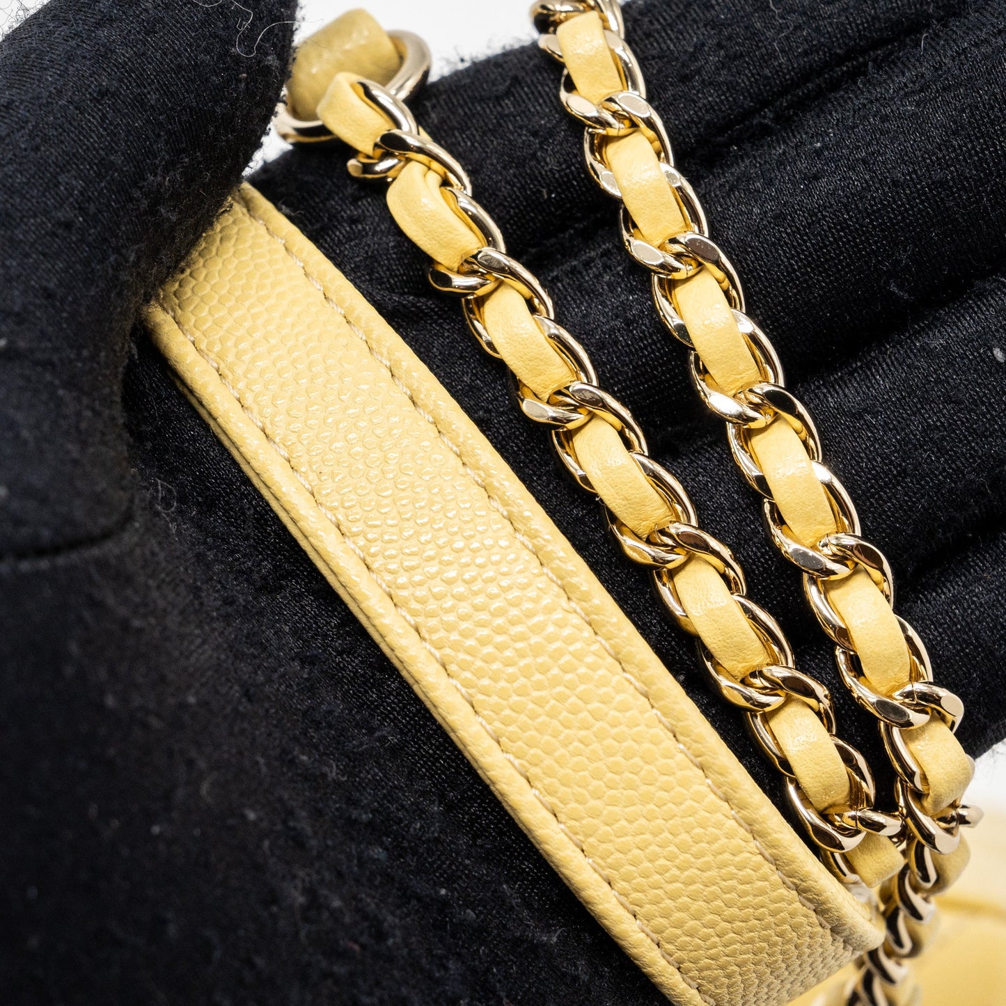 Chanel small coco handle caviar 22P light yellow LGHW (microchip)