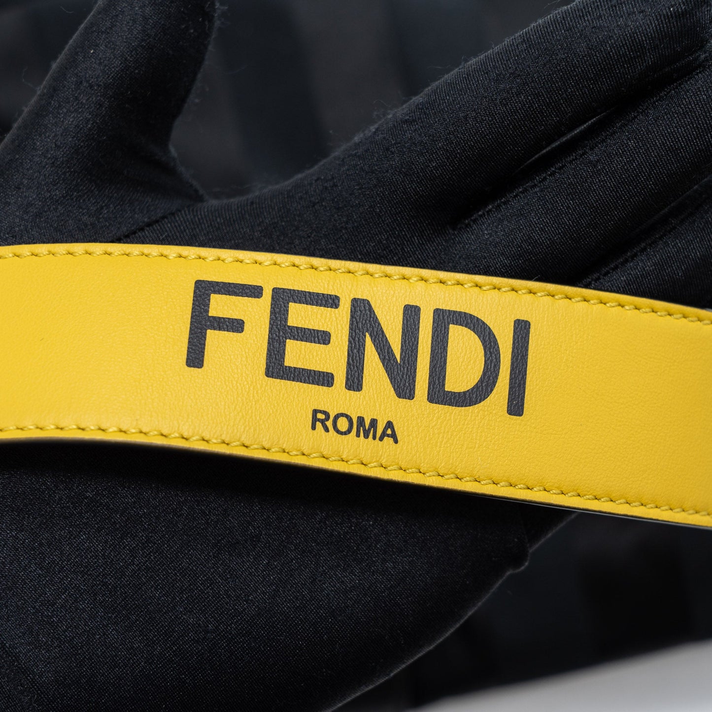 Fendi 20FW Large Baguette Bag Nylon/Leather Black/Yellow SHW