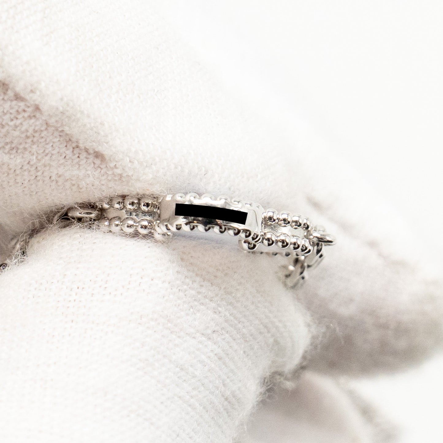 Van Cleef & Arpels Vintage Alhambra Bracelet 5 Motif White Gold, Chalcedony