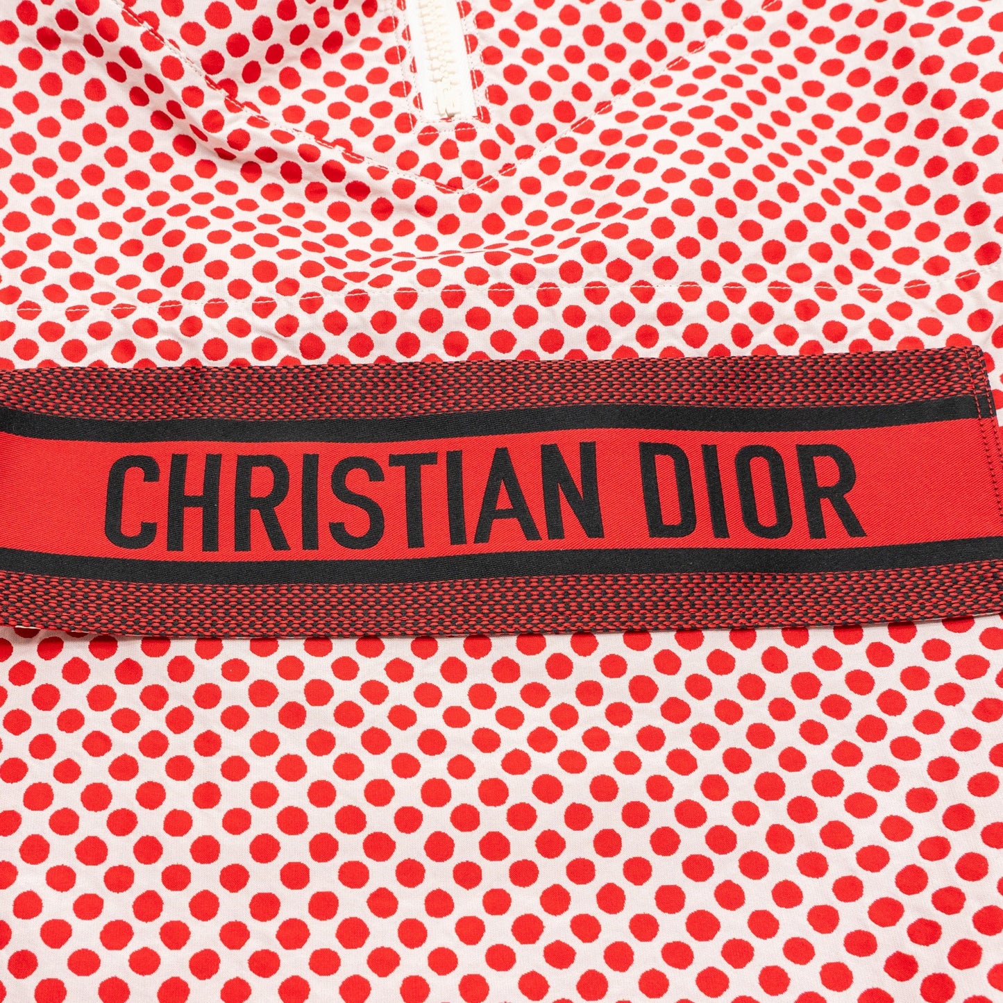 Luxury Dior Size M Christian Luxury Dior Signature Band Hooded Anorak Coat Polyester Red/White