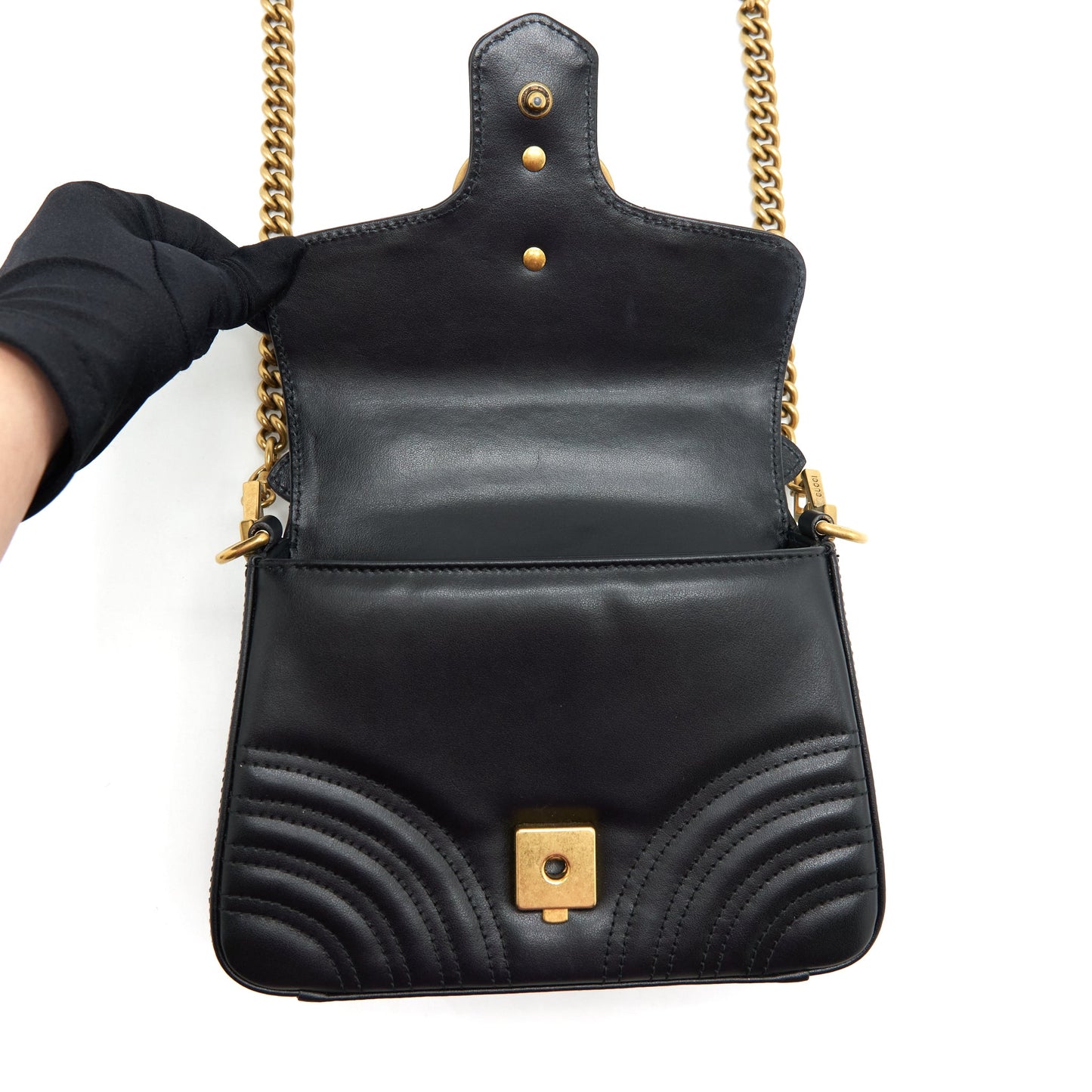 Gucci GG Marmont Mini Top Handle Bag Black GHW