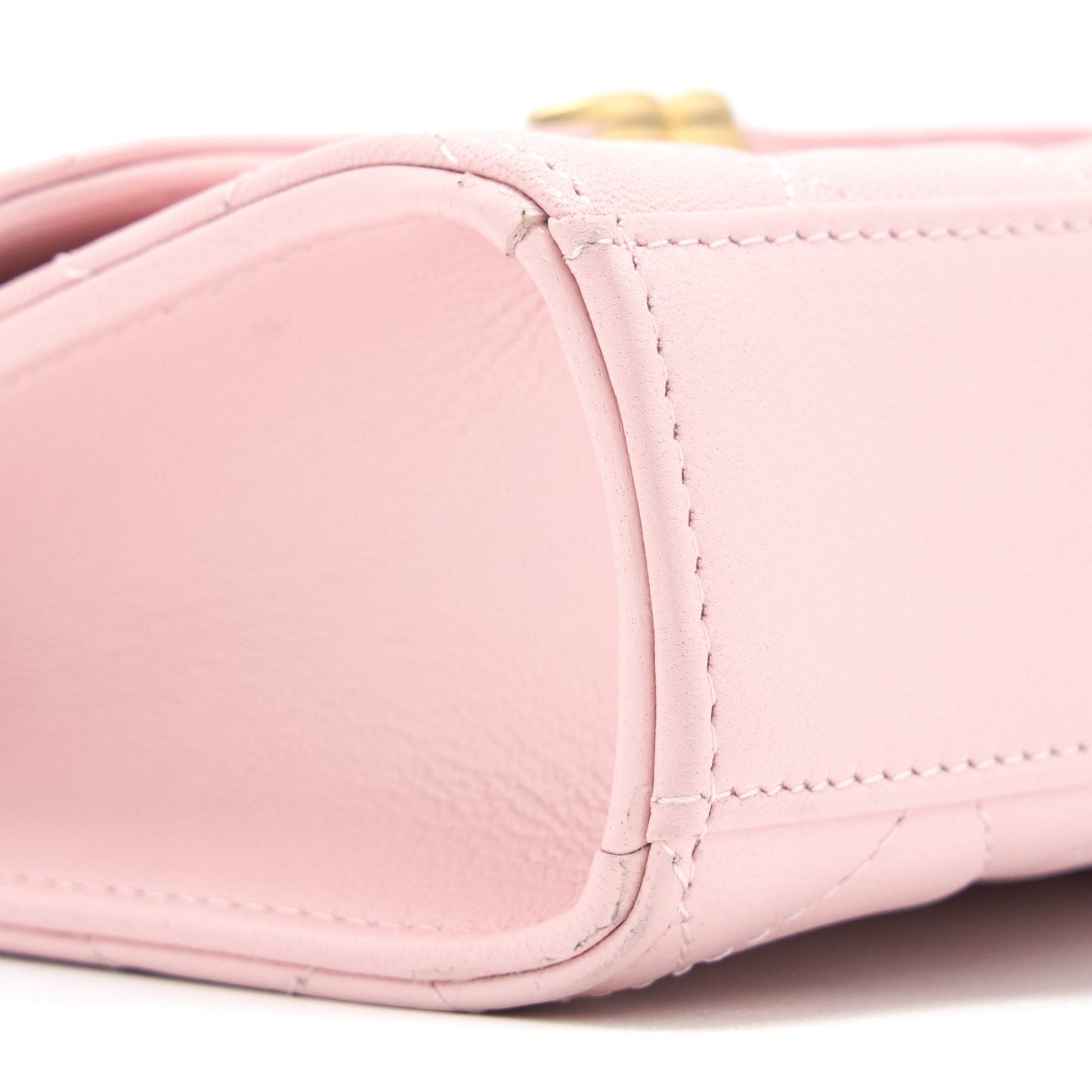 Chanel 22B Mini Flap Bag with Enamel Top Handle Lambskin Pink Brushed GHW
