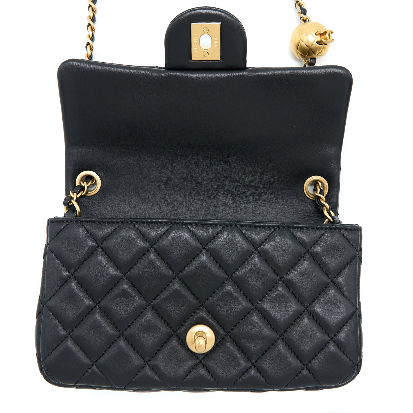 Chanel Pearl Crush Mini Rectangular Flap Bag Lambskin Black Brushed GHW