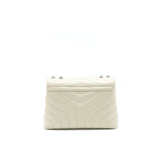 SAINT LAURENT Lou Lou Small Quilted Y Leather Shoulder Bag In White
