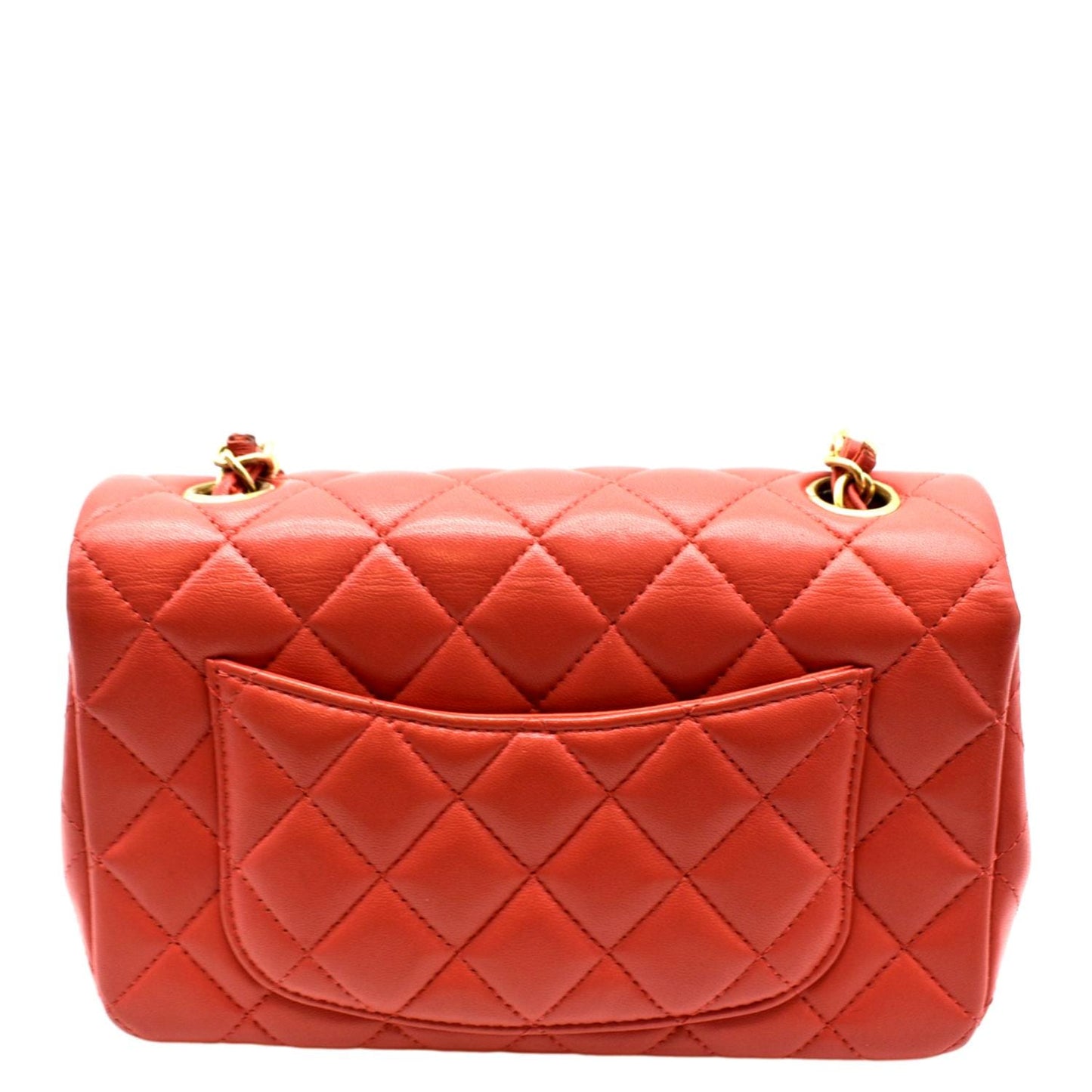 Luxury Chanel Mini Rectangular Flap Quilted Leather Crossbody Bag Red