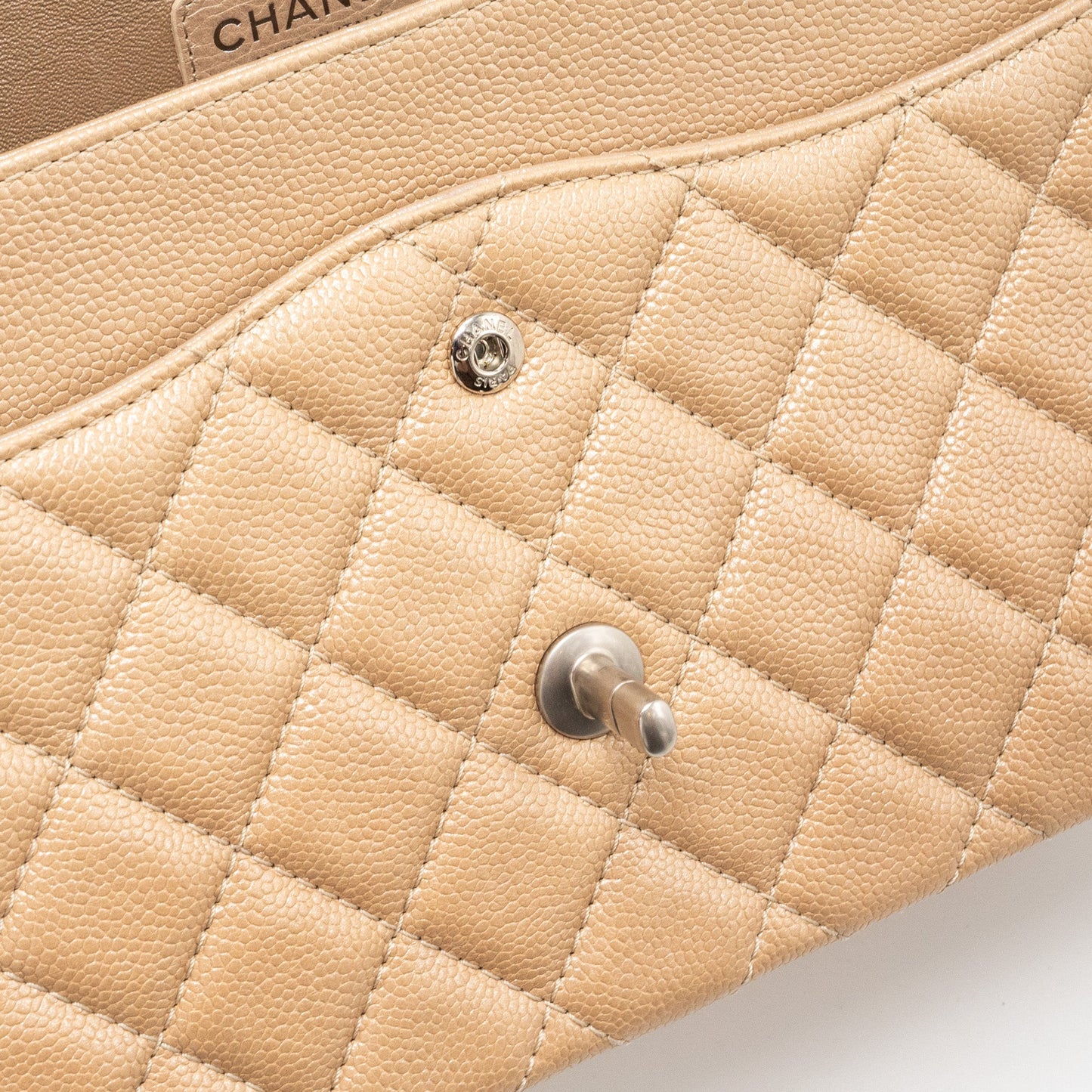 Chanel classic jumbo double flap bag caviar iridescent beige brushed SHW