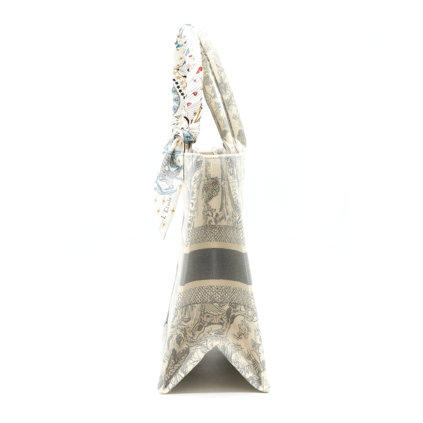 Luxury Dior Small Luxury Dior Book Tote Gray Toile de Jouy Embroidery an extra Luxury Dior twilly
