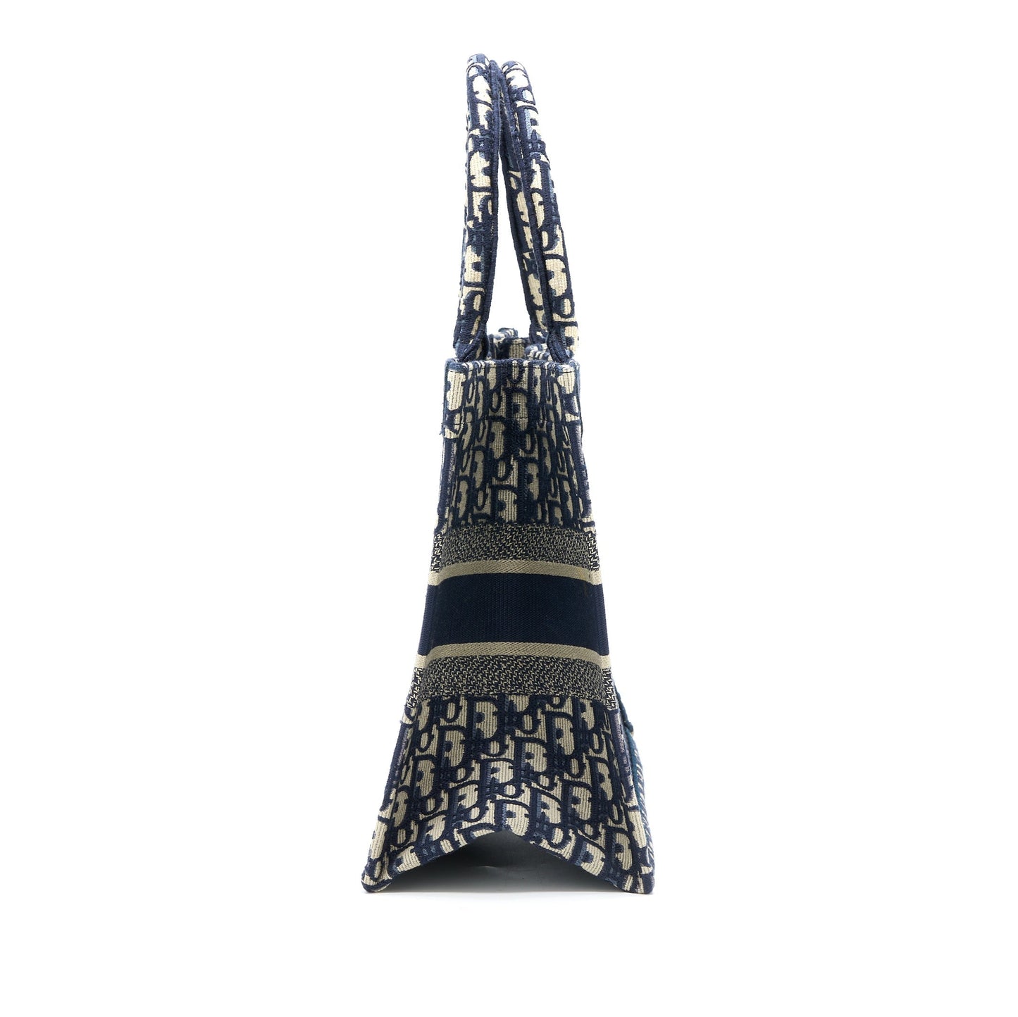 Luxury Dior Medium Book Tote Blue Oblique Embroidery