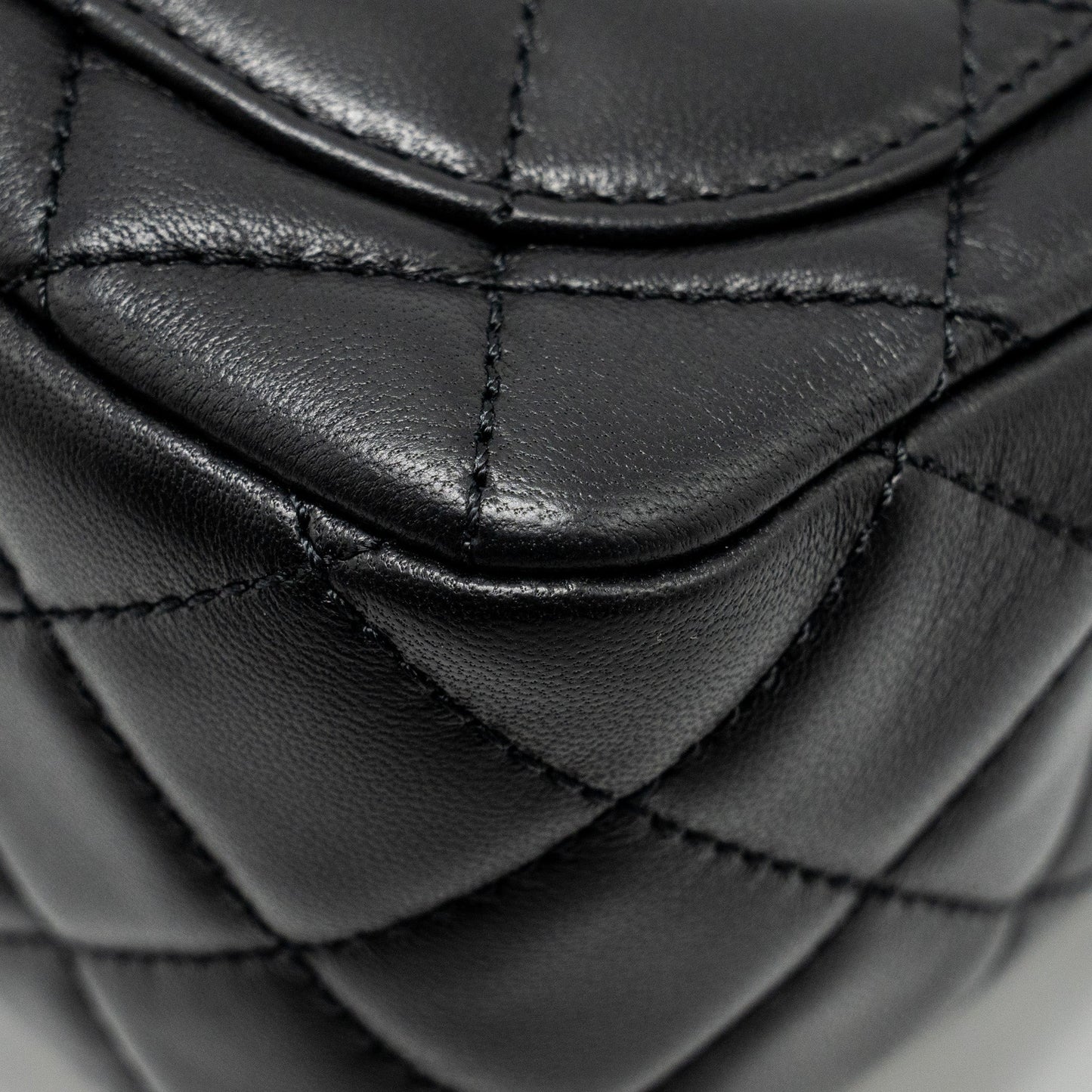 Chanel Pearl Crush Mini Square Flap Bag Lambskin Black GHW (microchip)