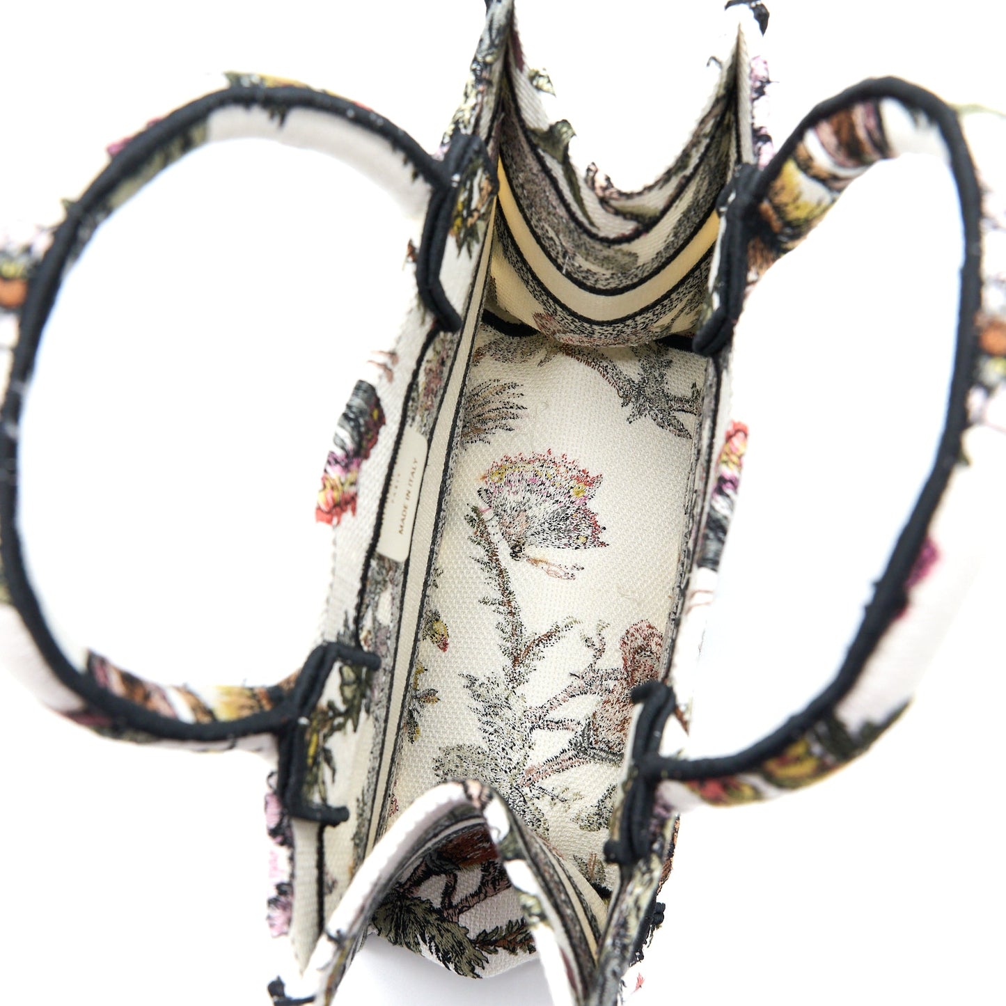Luxury Dior Small Book Tote Luxury Dior Petites Fleurs Embroidery Canvas White Multicolour