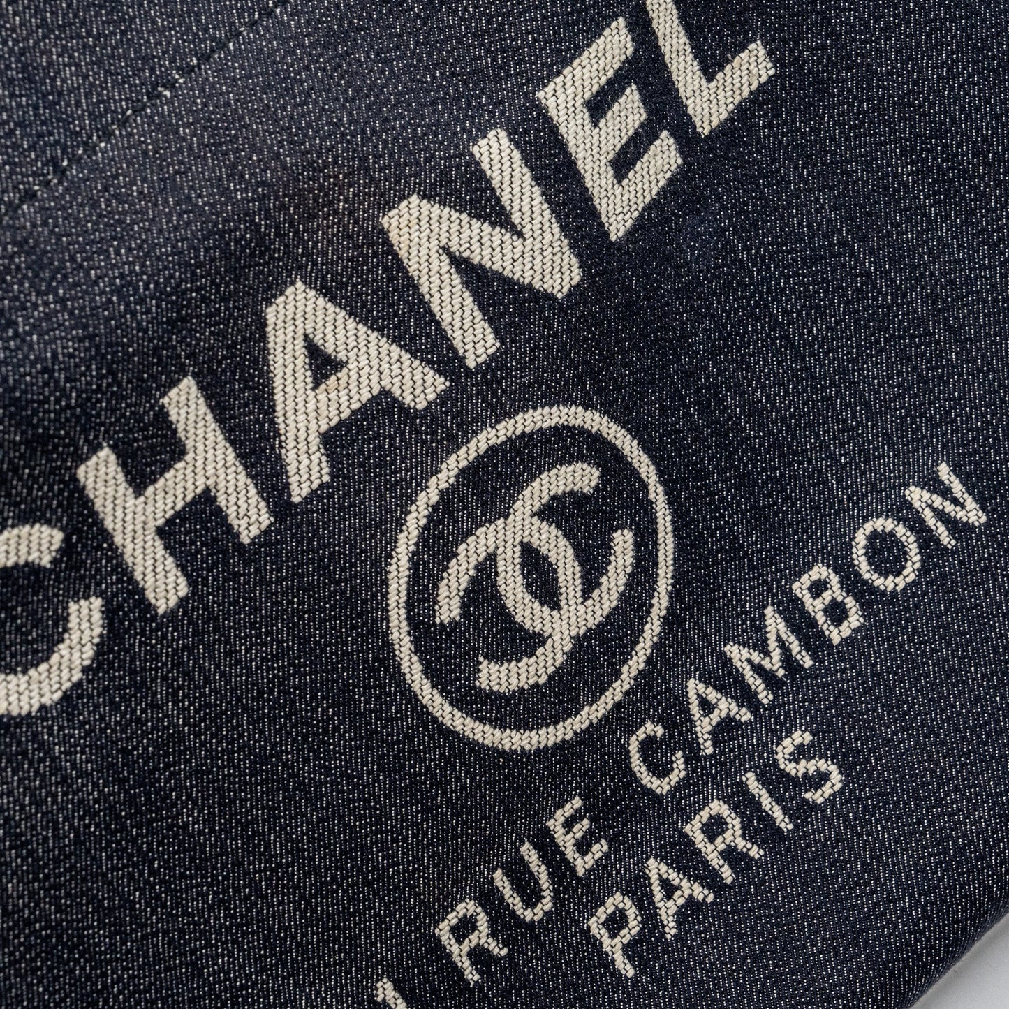 Chanel Deauville Tote Bag Canvas Blue Denim SHW