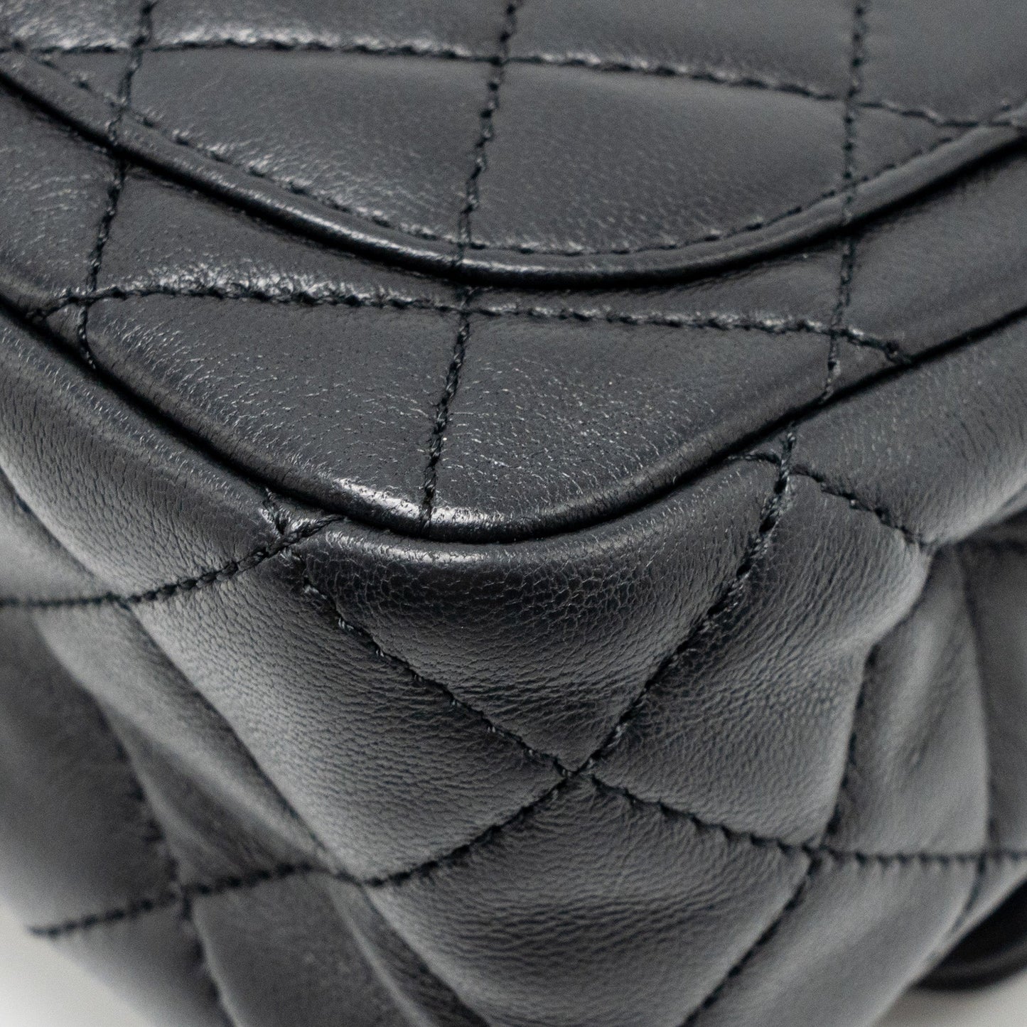 Chanel Pearl Crush Mini Square Flap Bag Lambskin Black GHW (microchip)