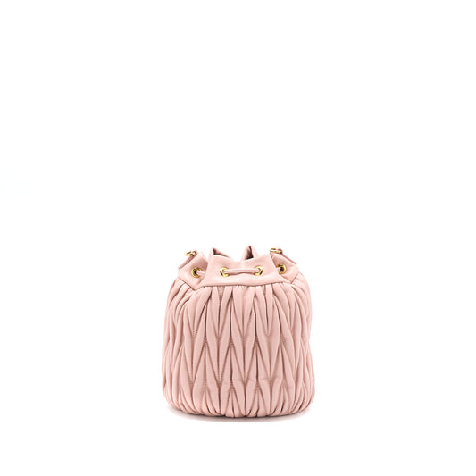 Miumiu Secchiello Matelasse Crossbody Bag Nappa Lambskin Pink GHW