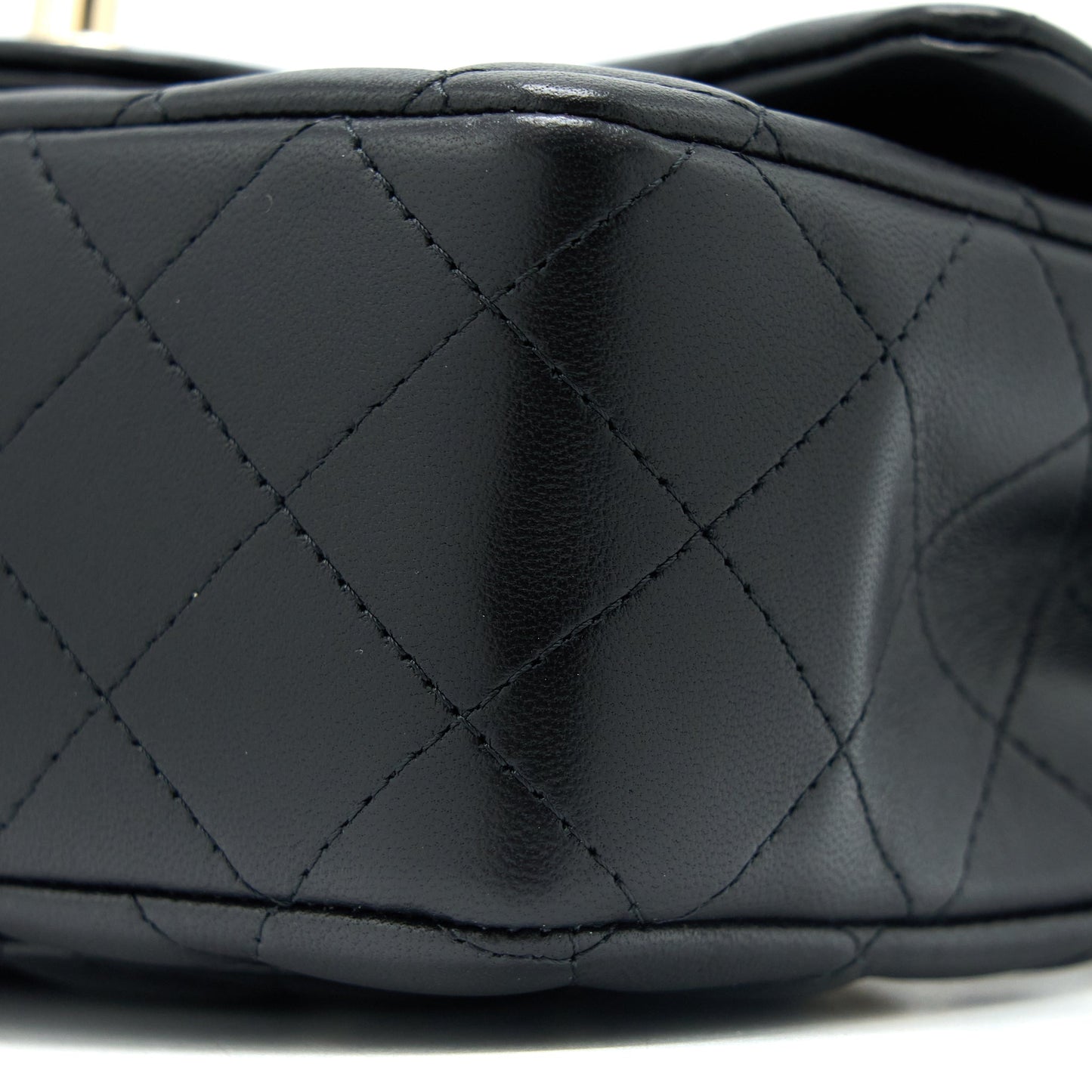 Chanel Top Handle Mini Rectangular Flap Bag Lambskin Black LGHW (Microchip)
