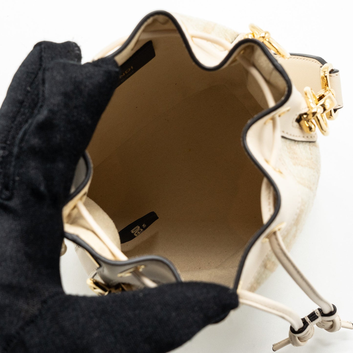 Fendi mini Mon Tresor bucket bag fabric / leather cream LGHW