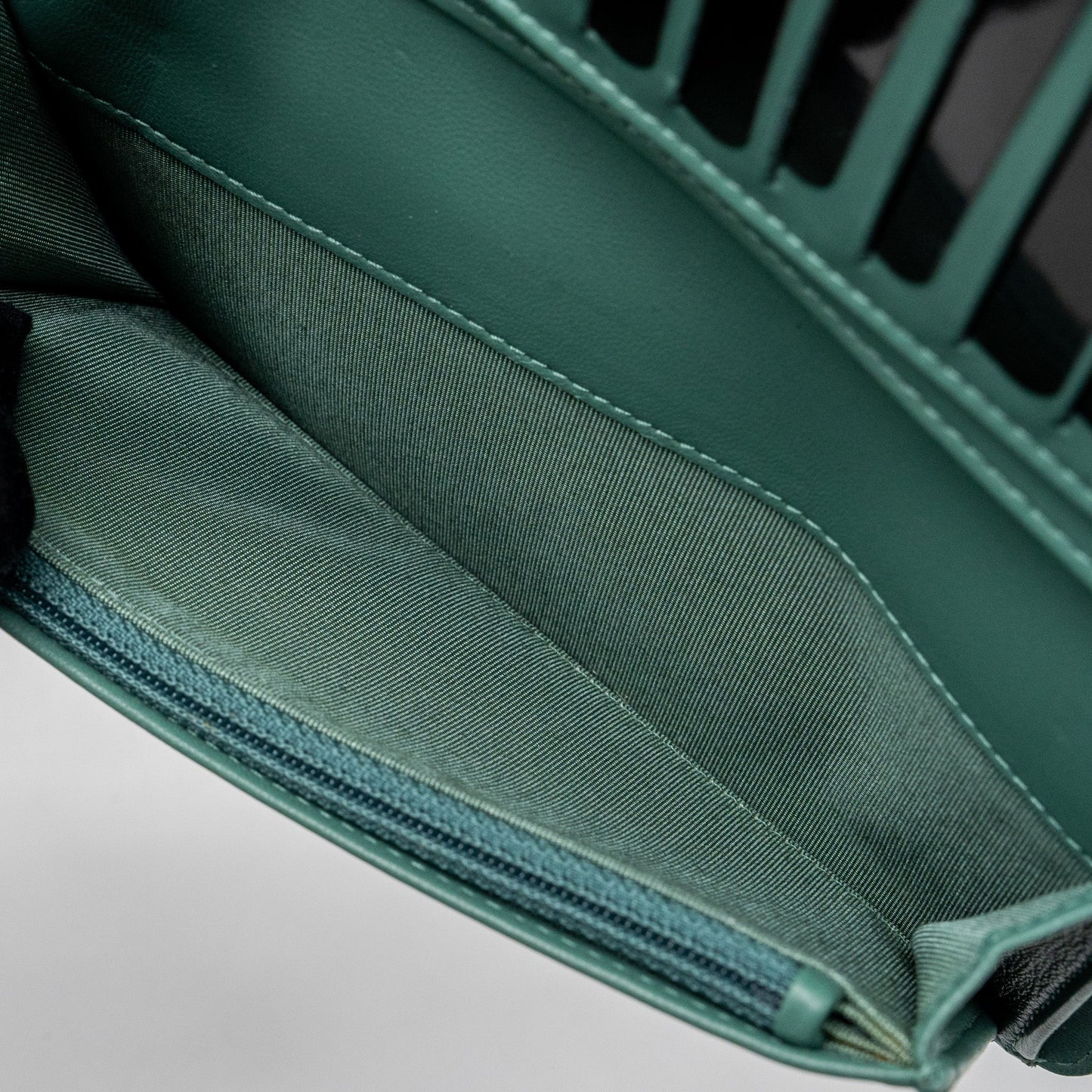 Chanel Long Wallet Lambskin Dark Grey/Green in Green Hardware
