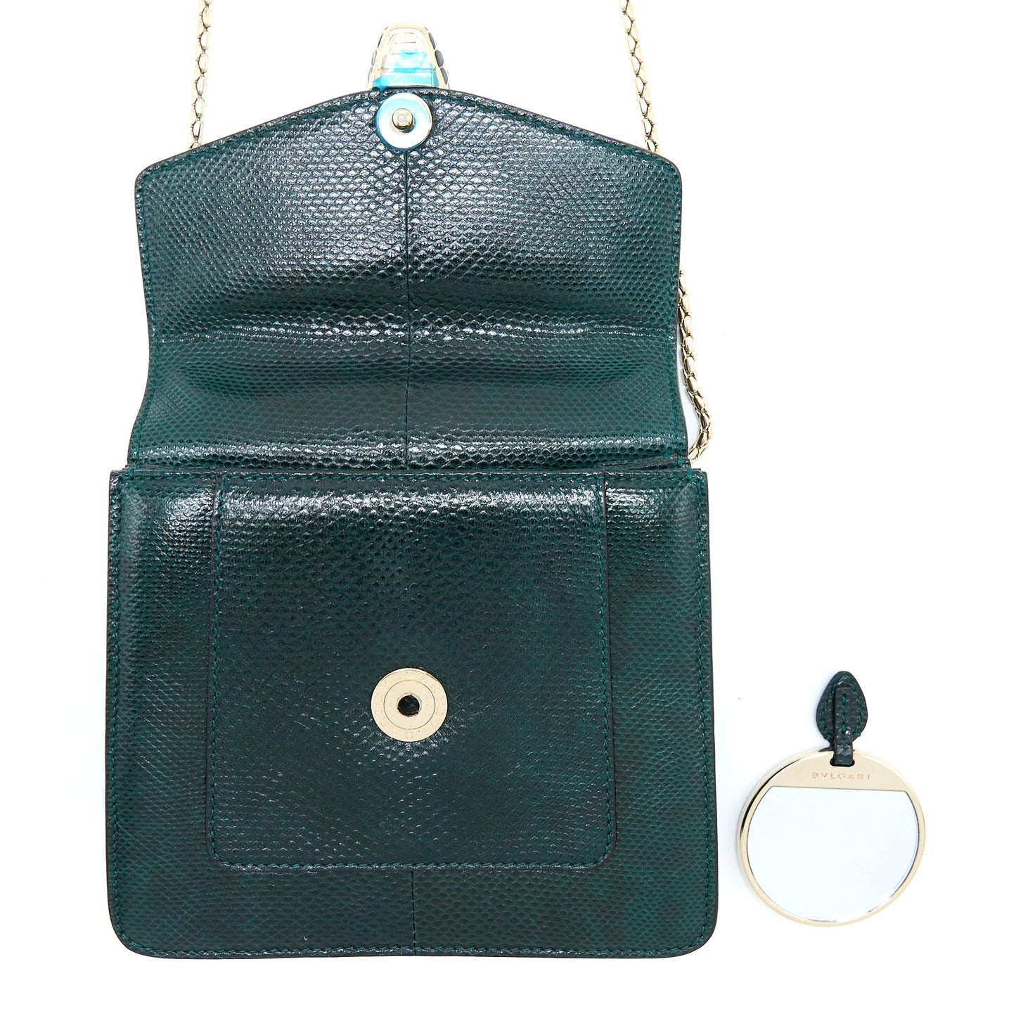 Bvlgari Top Handle Serpenti Forever Crossbody Bag Shiny Karung Skin Green LGHW