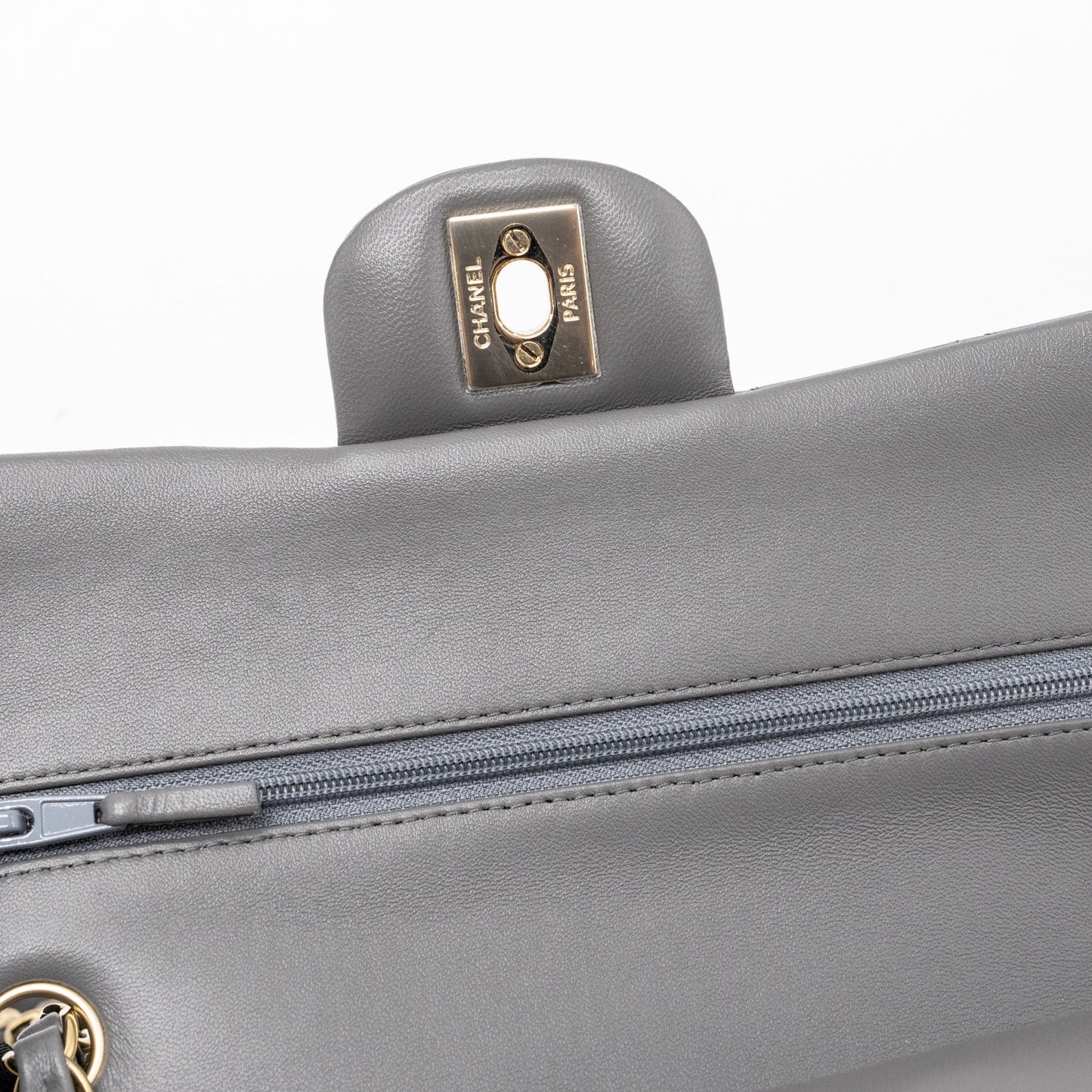 Chanel small classic double flap bag lambskin 22A grey LGHW (microchip)