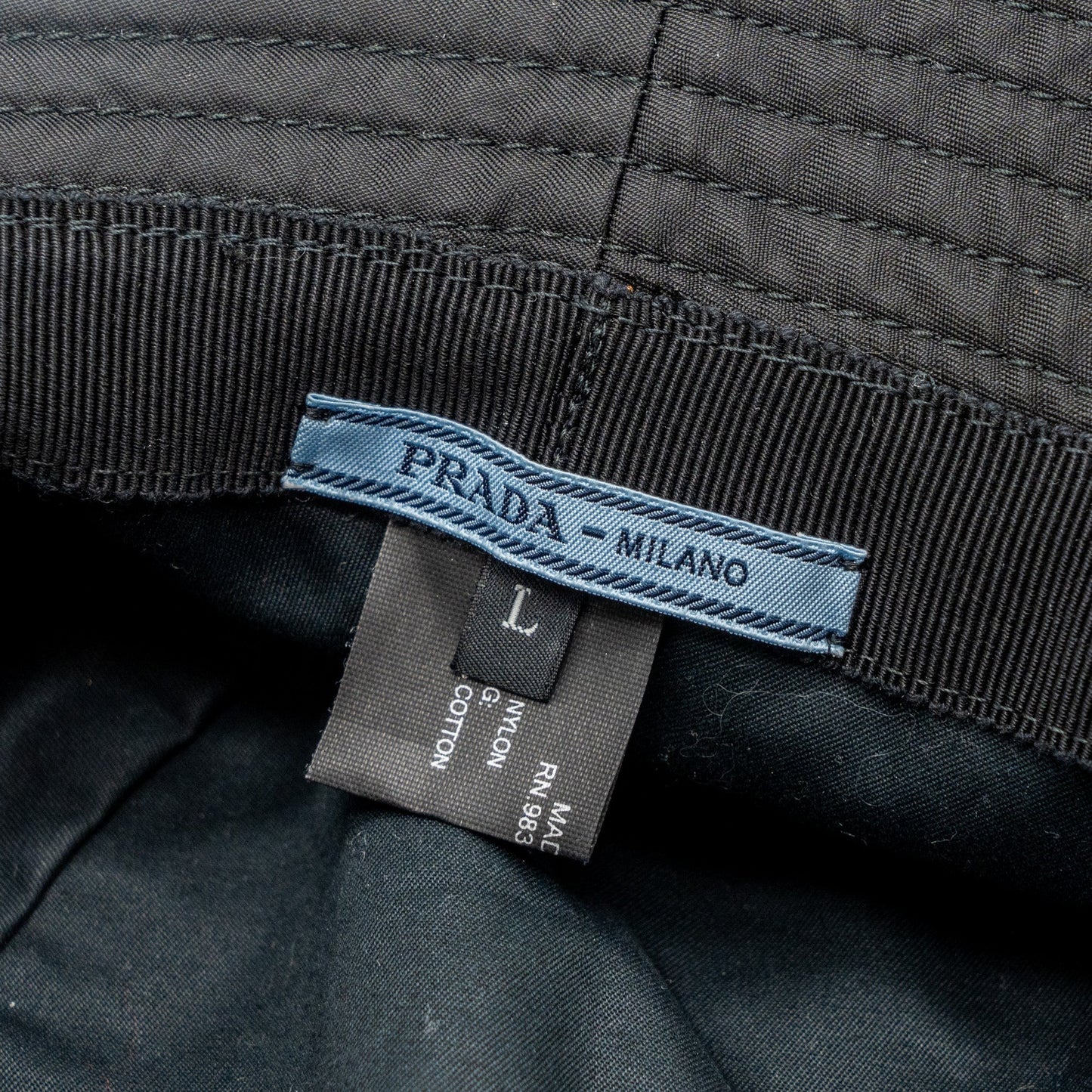 Prada size L re-nylon bucket hat black SHW