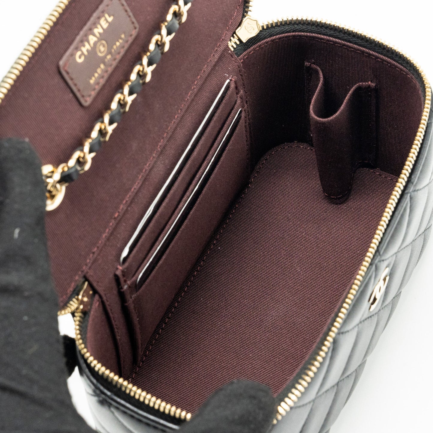 Chanel long vanity case lambskin black LGHW