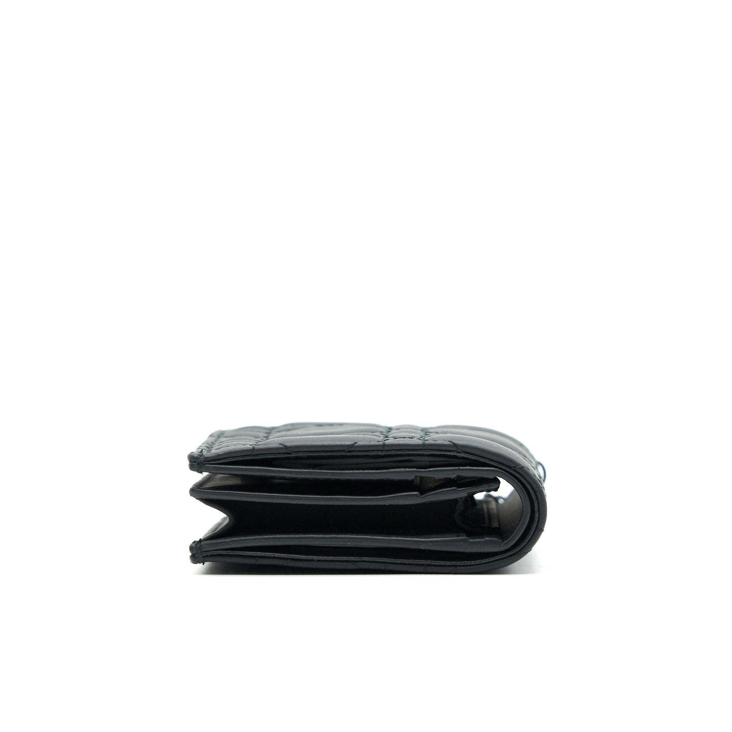 Christian Luxury Dior Ultra Matte Black Cannage Quilted Leather Lady Luxury Dior Card Holder