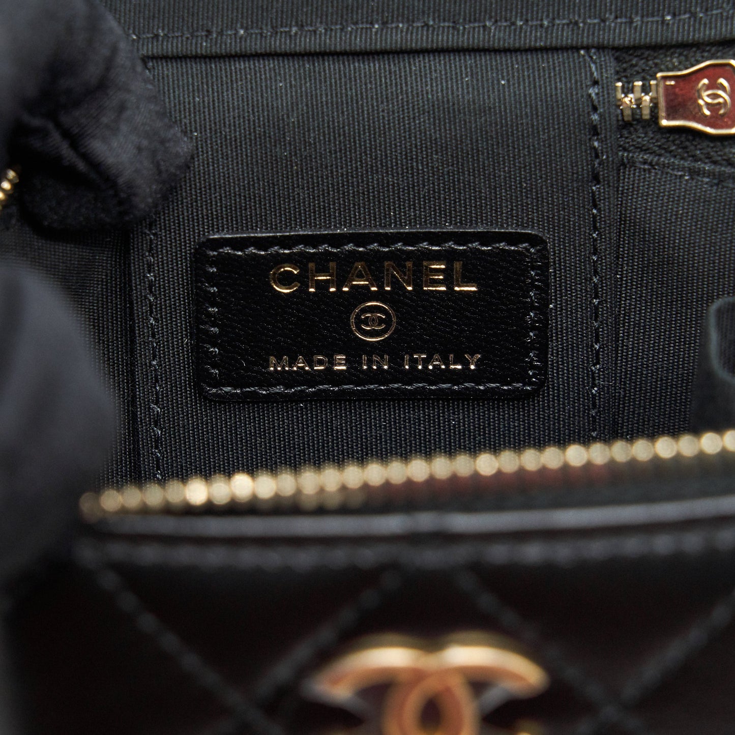 Chanel Small Handle Vanity With Chain Lambskin Black GHW