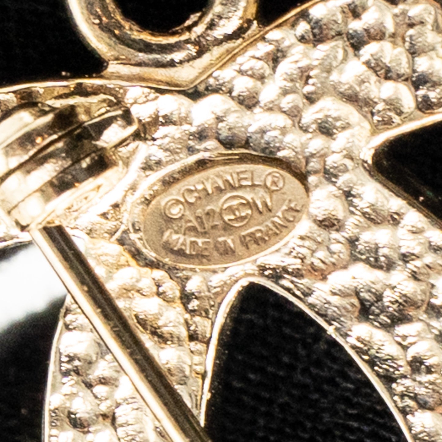 Chanel CC Brooch Pearl Drop Light Gold Tone