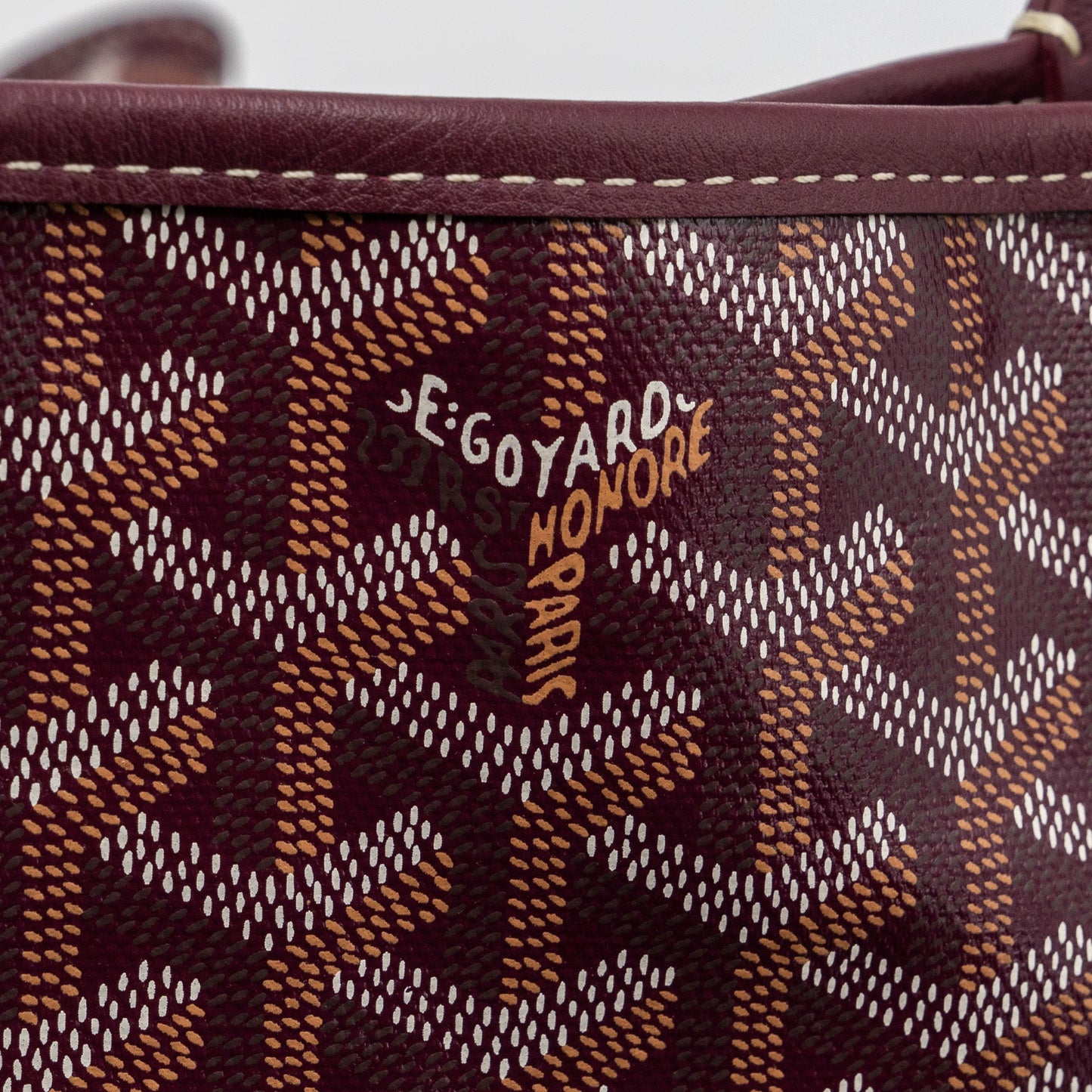 Goyard Anjou Mini tote Canvas/Calfskin Burgundy SHW