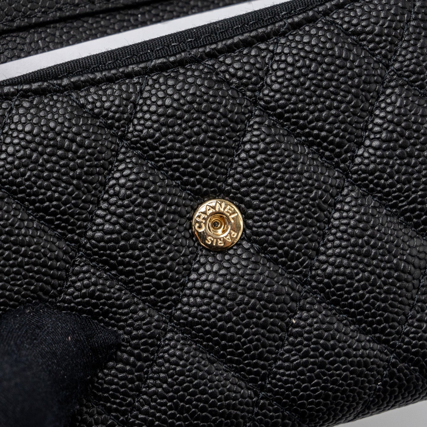 Chanel boy card holder with chain caviar black GHW
