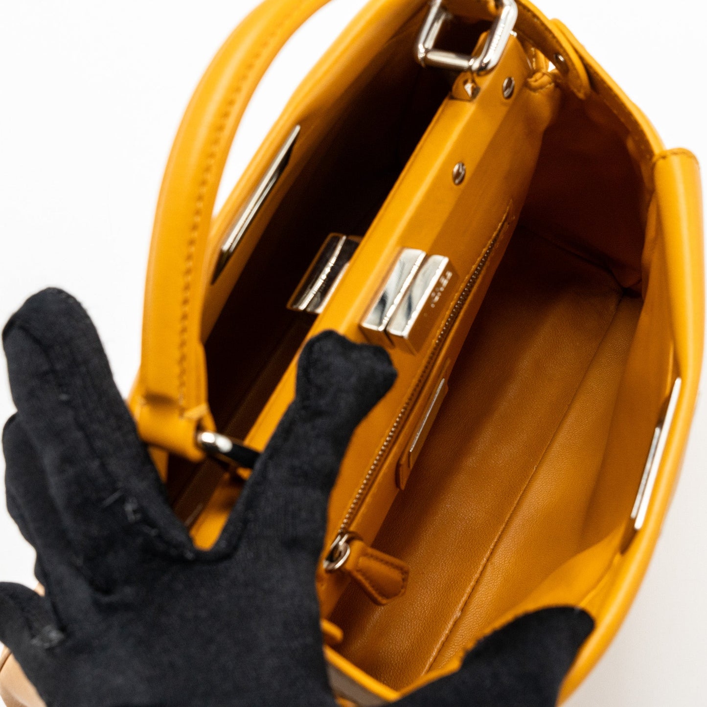 Fendi Mini Peekaboo Lambskin Bright Yellow SHW