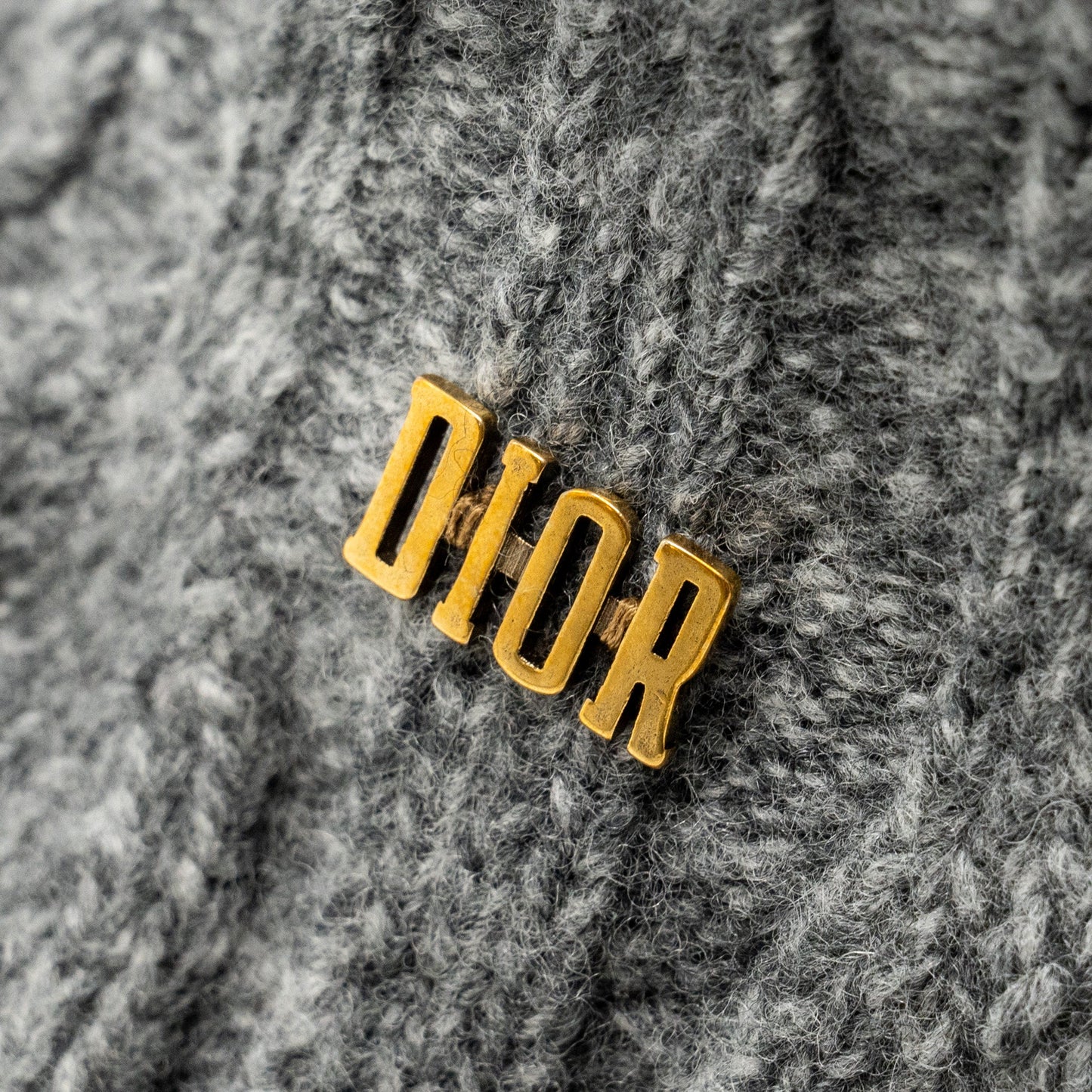 Luxury Dior Letter Logo Wire-Brimmed Beanie Wool Grey