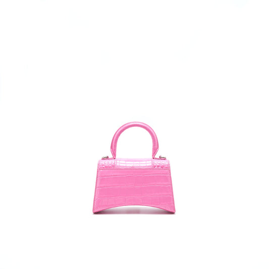 Balenciaga Hourglass XS croc-effect leather Tote Pink