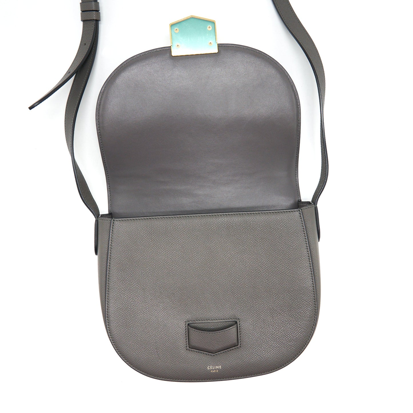 Celine Trotteur Bag Large Grained Calfskin Grey GHW