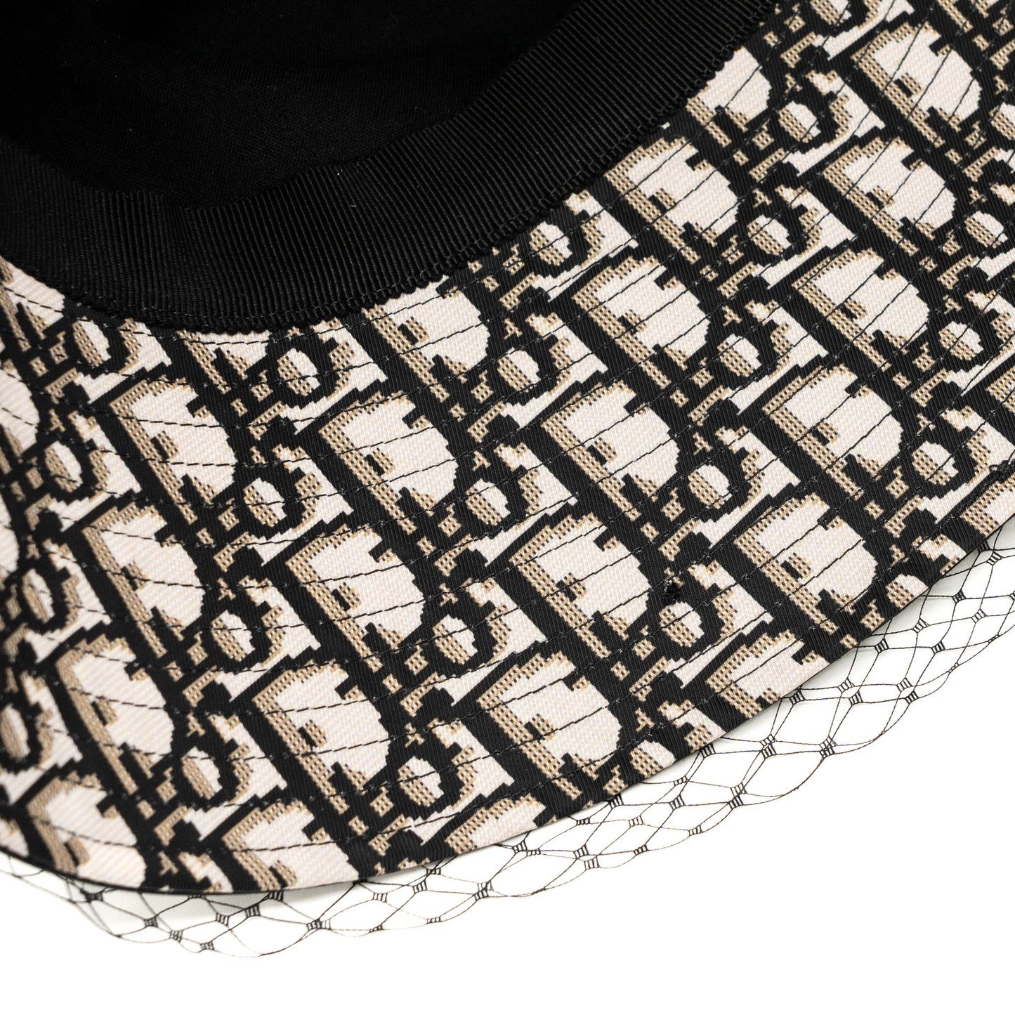 Luxury Dior Size 58 Teddy-D Large Brim Hat With Veil Cotton Black