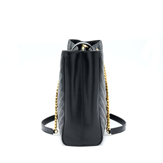 Saint Laurent/YSL Chevron Tote Bag Black GHW