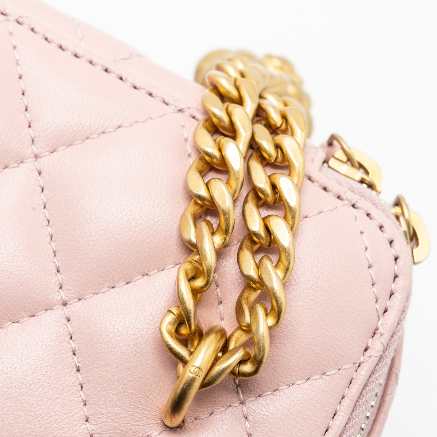 Chanel Long Vanity Case Camellia Chain Lambskin Light Pink GHW (Microchip)