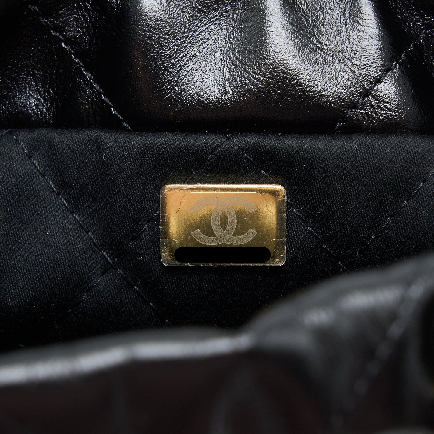 Chanel Mini 22 Bag Shiny Calfskin Black Brushed GHW (Microchip)