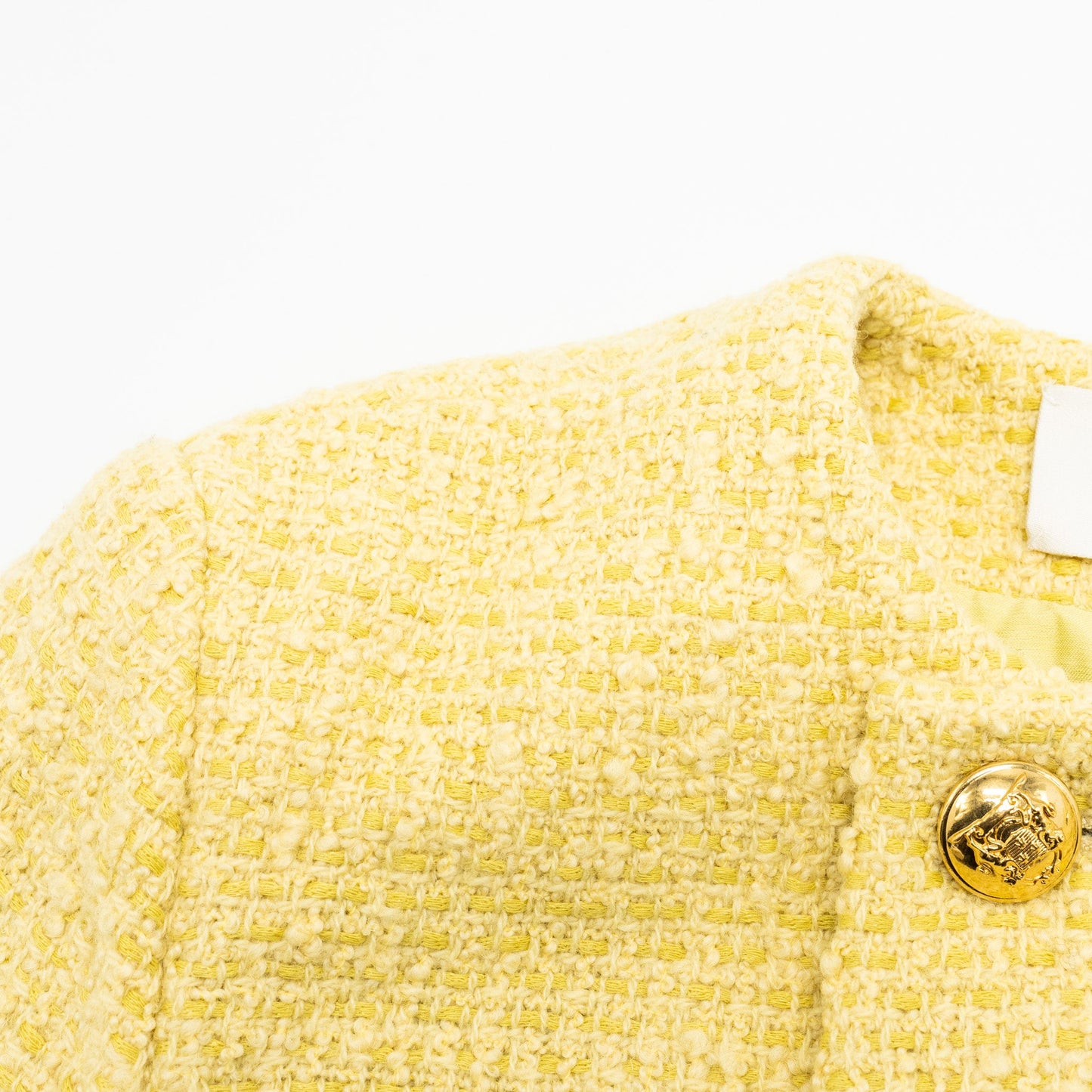 Celine Size 38 boucle chasseur tweed jacket wool/cotton yellow