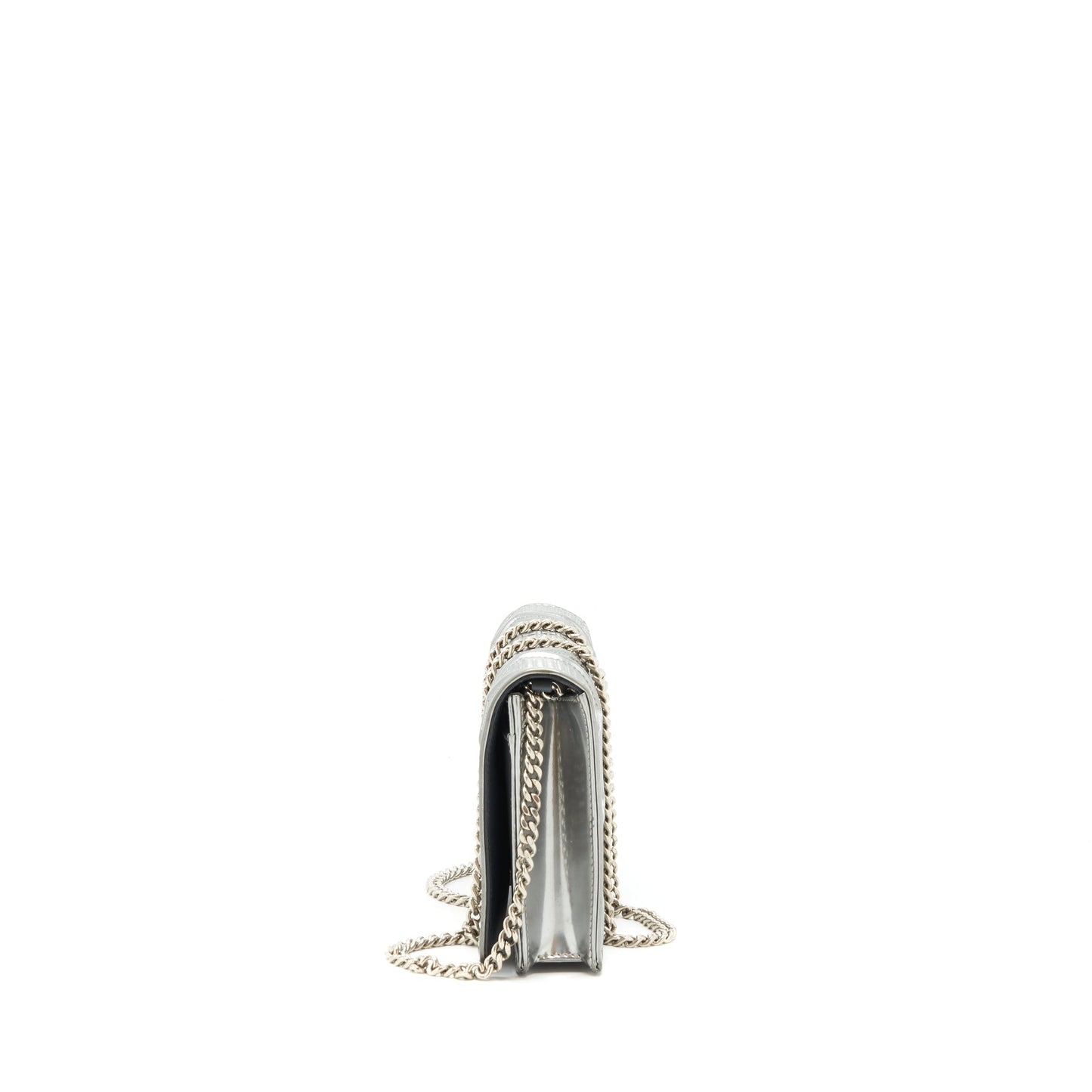 Luxury Dior Luxury Diorama Wallet on Chain Metallic Silver SHW