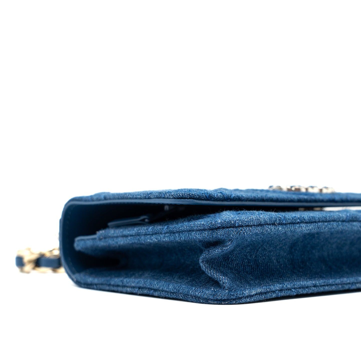 Chanel 19 Wallet On Chain Denim Blue Multicolor Hardware (Microchip)