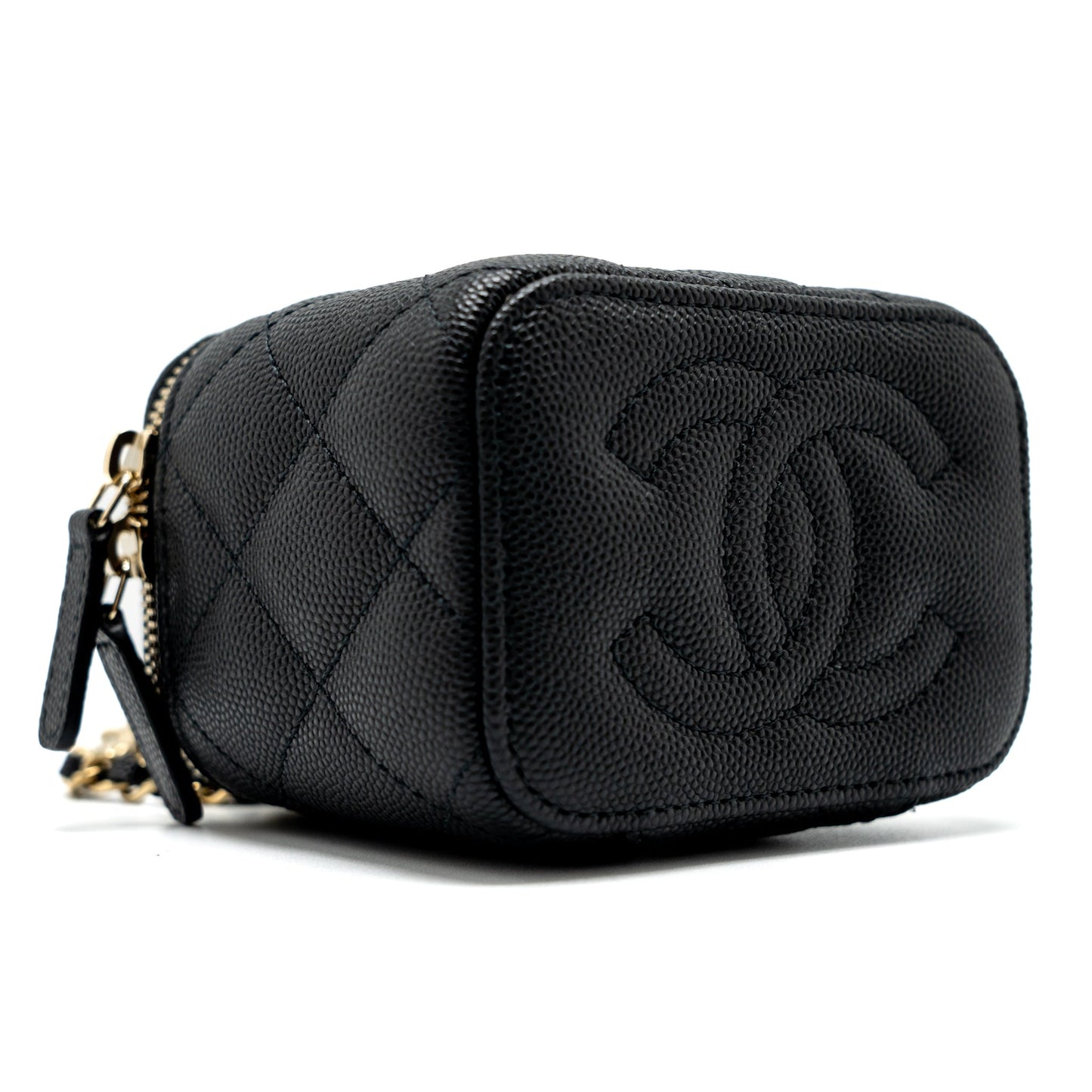 Chanel Mini Vanity With Chain Caviar Black LGHW (Microchip)