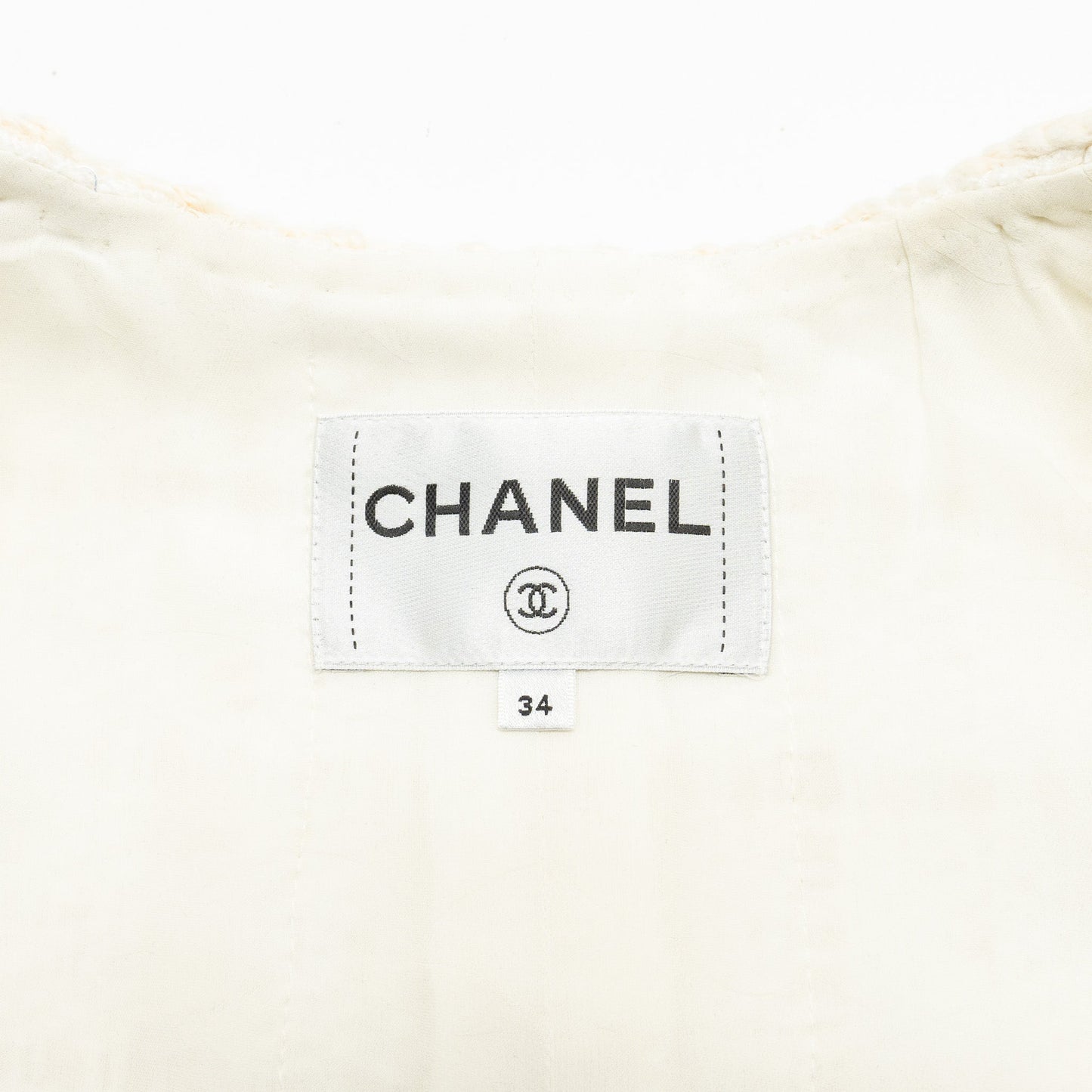 Chanel Size 34 Tweed Jacket White/Gold