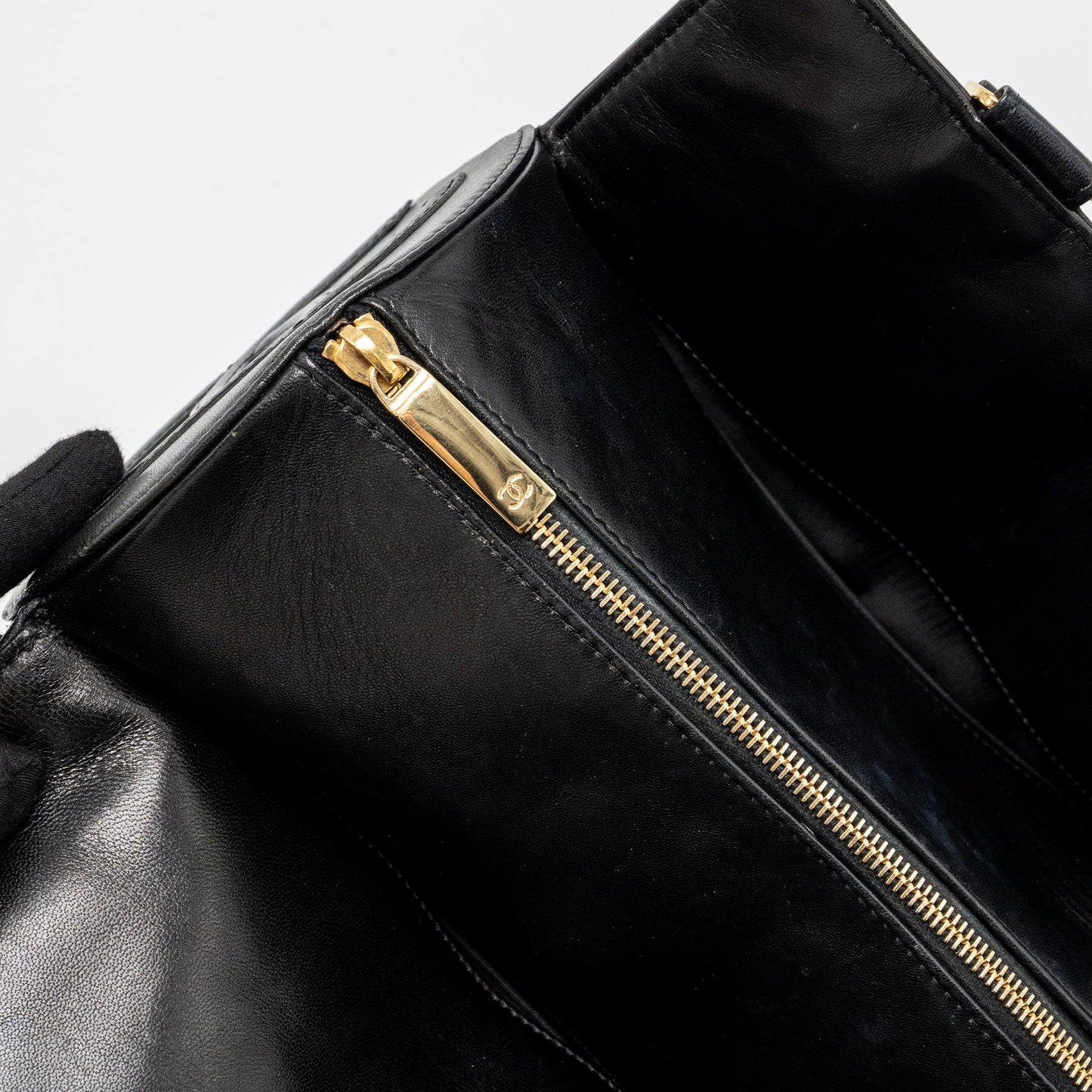 Chanel Vintage Chocolate Bar Barrel Handbag Lambskin Black GHW