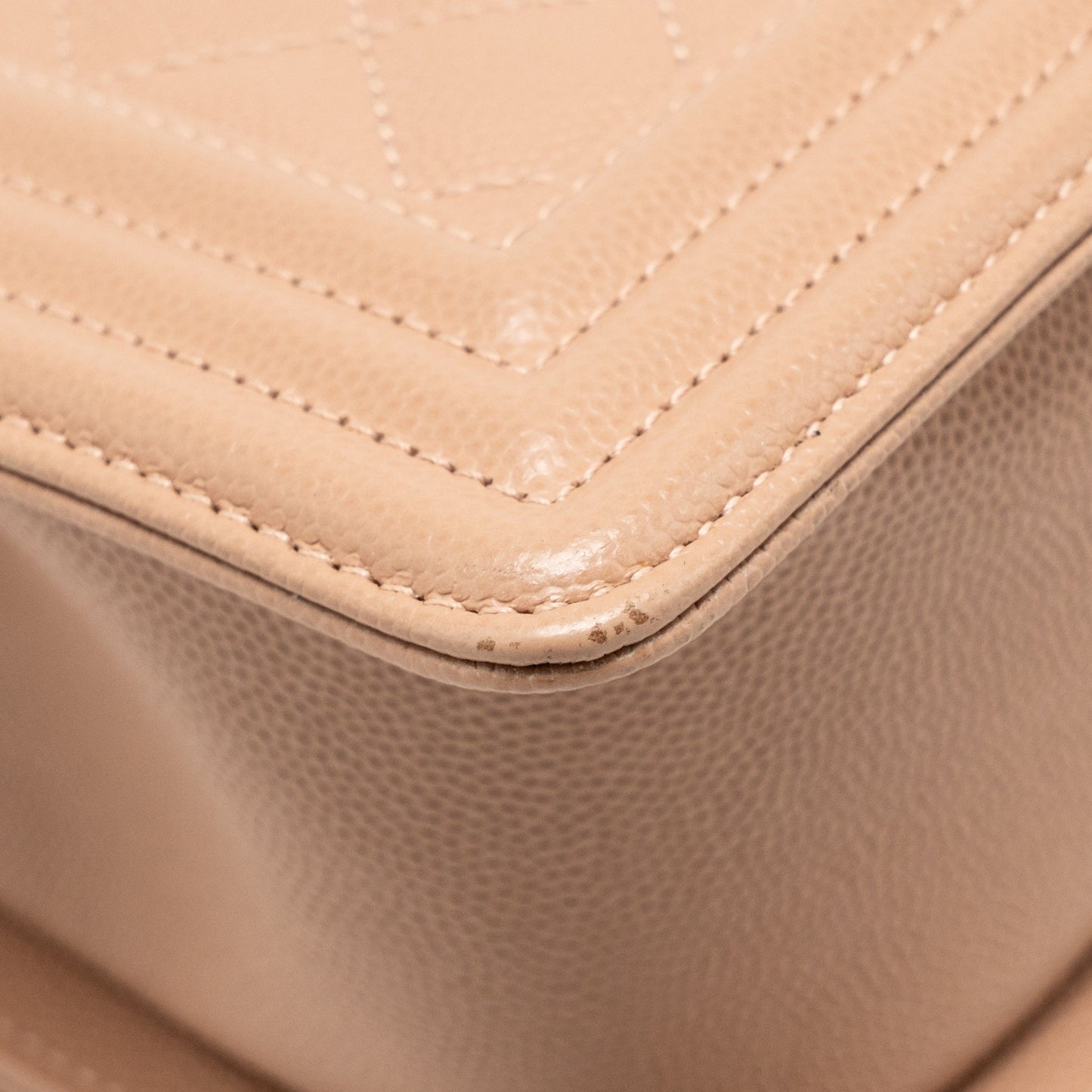 Chanel Medium Boy Bag Grained Calfskin Beige GHW