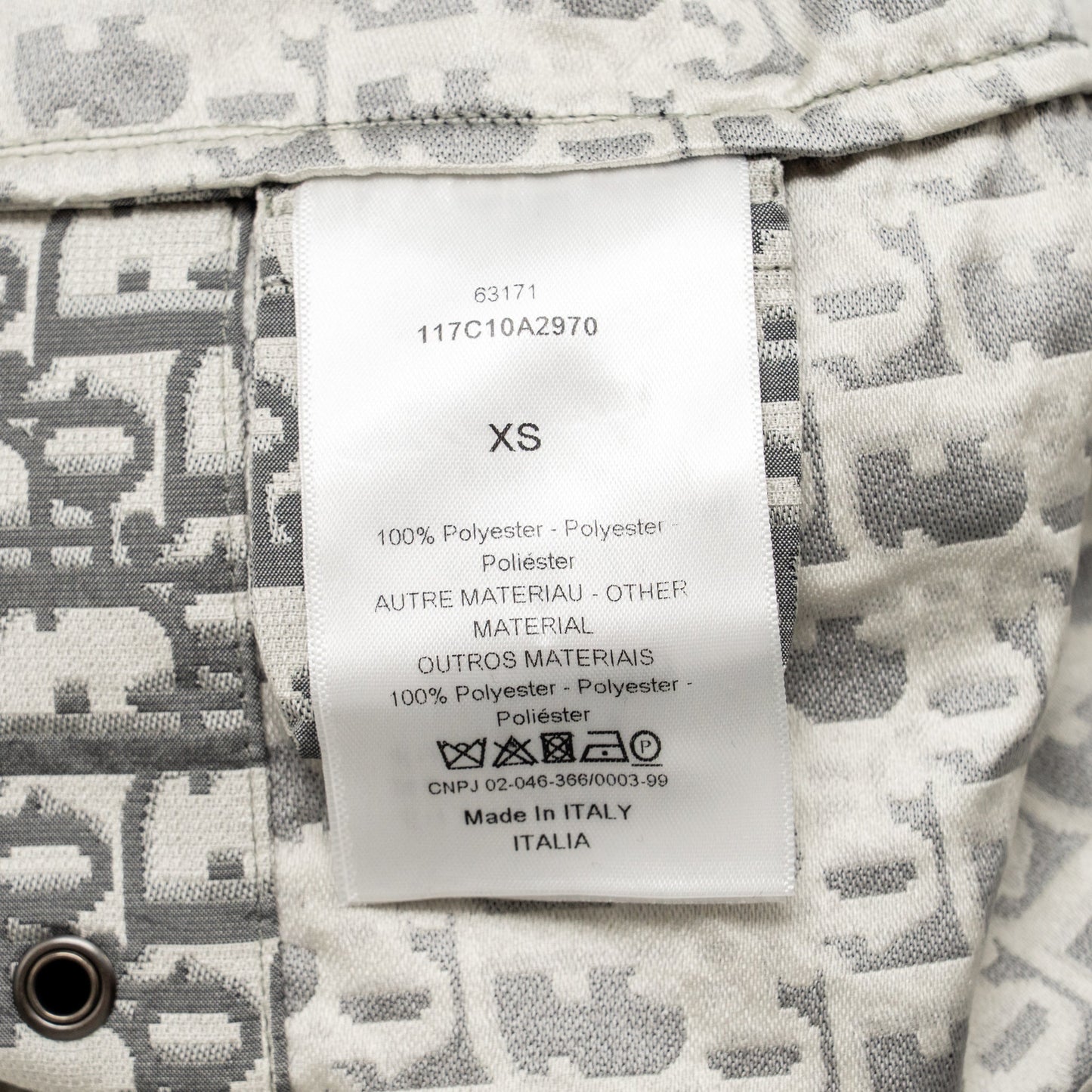 Dior Size XS Hooded Anorak Oblique Jacquard Technical Taffeta Grey