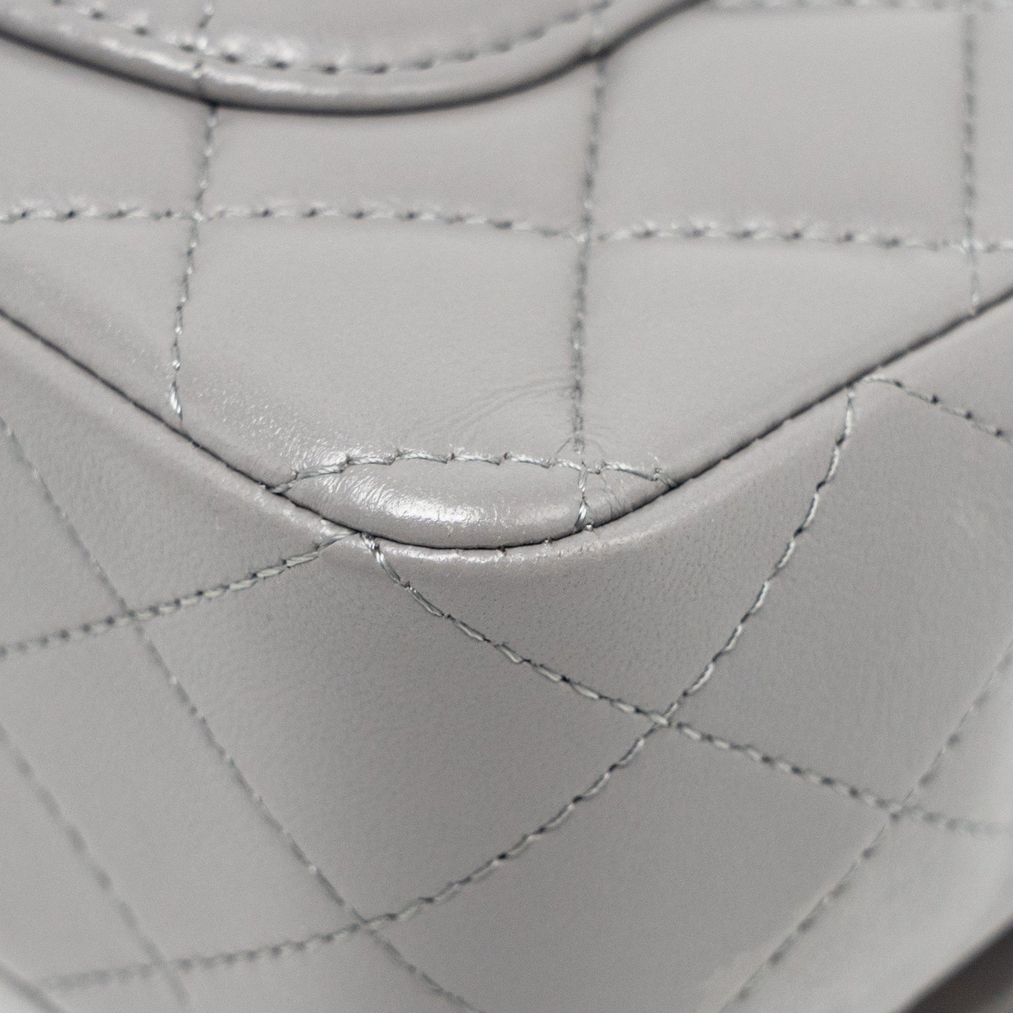 Chanel 22k Metal Top Handle Mini Rectangular Flap Bag Lambskin Grey GHW (Microchip)