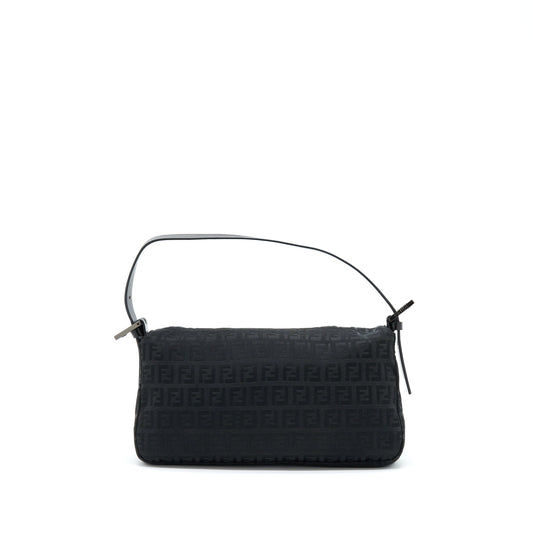 Fendi Zucca Baguette Canvas Black With Silver Hardware